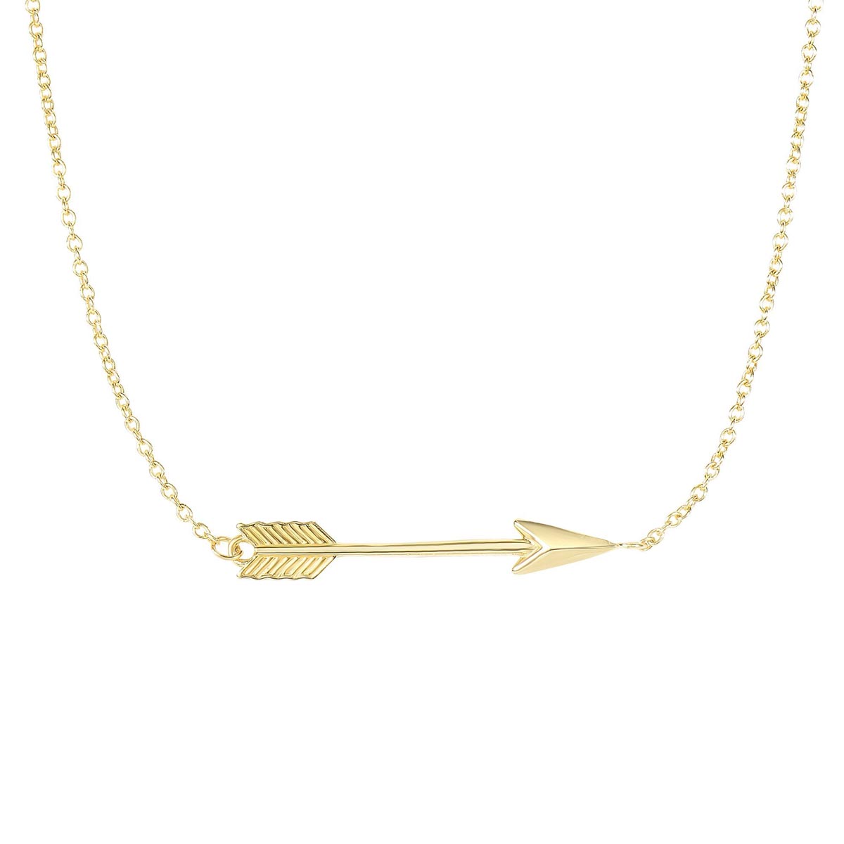 Arrow Sideways Necklace in 14kt Yellow Gold