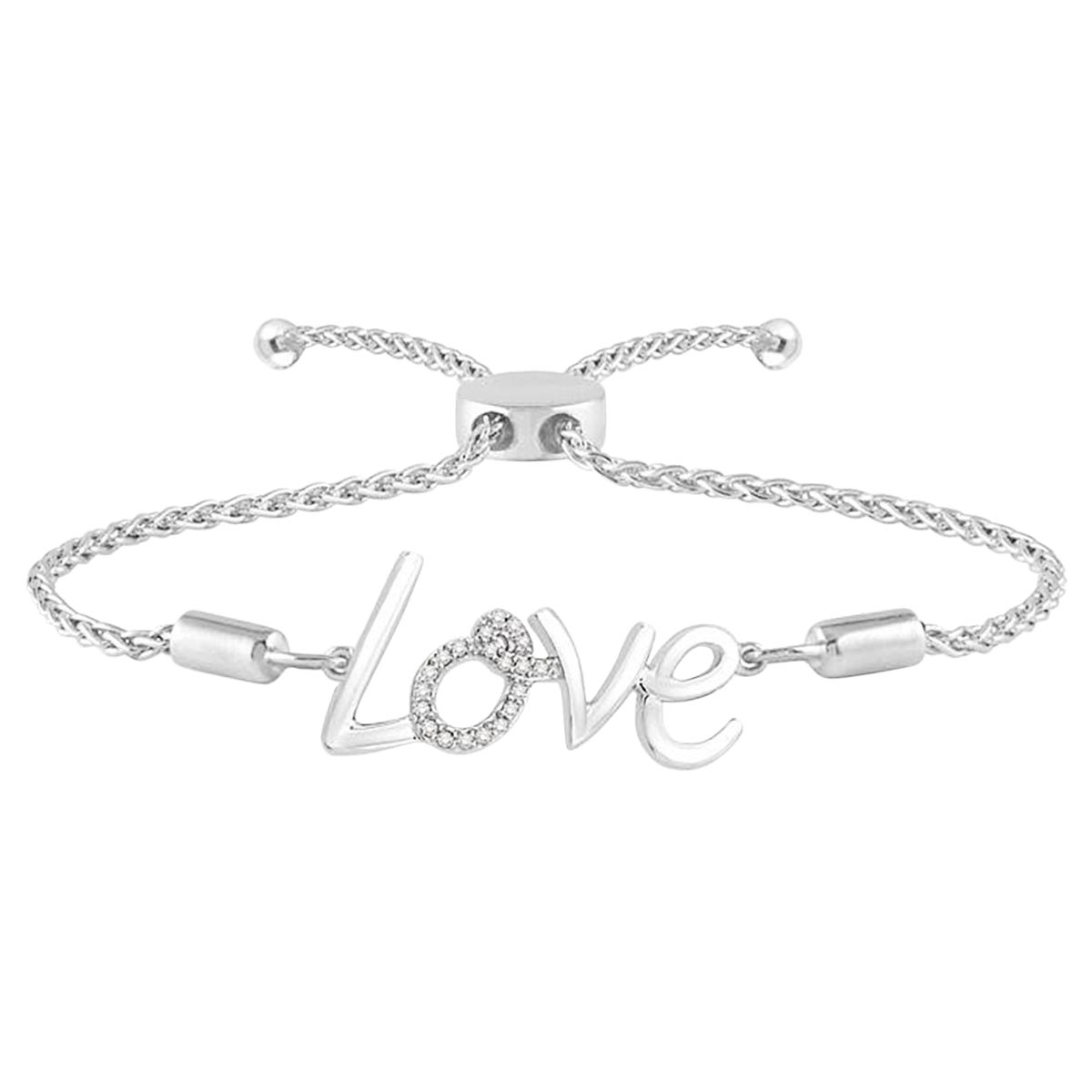 Love Bolo Bracelet in Sterling Silver with Diamonds (1/20ct tw)