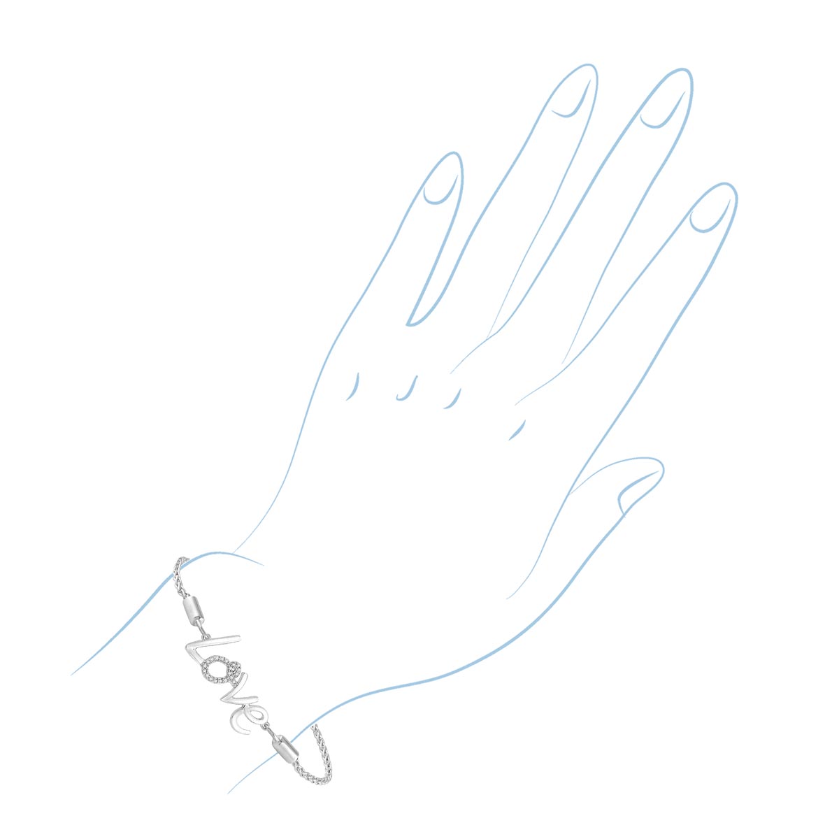 Love Bolo Bracelet in Sterling Silver with Diamonds (1/20ct tw)
