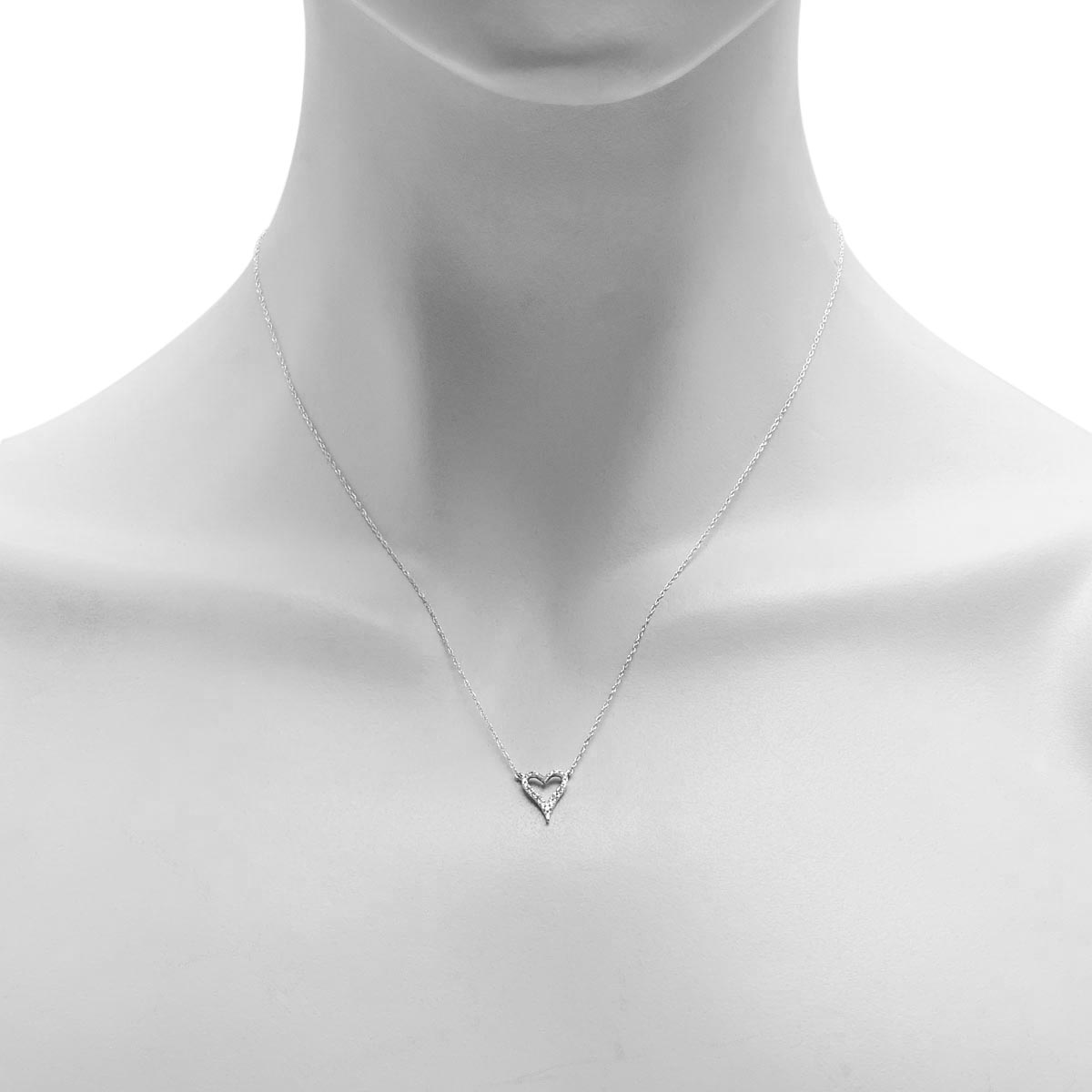 Diamond Heart Necklace in 10kt White Gold (1/10ct tw)