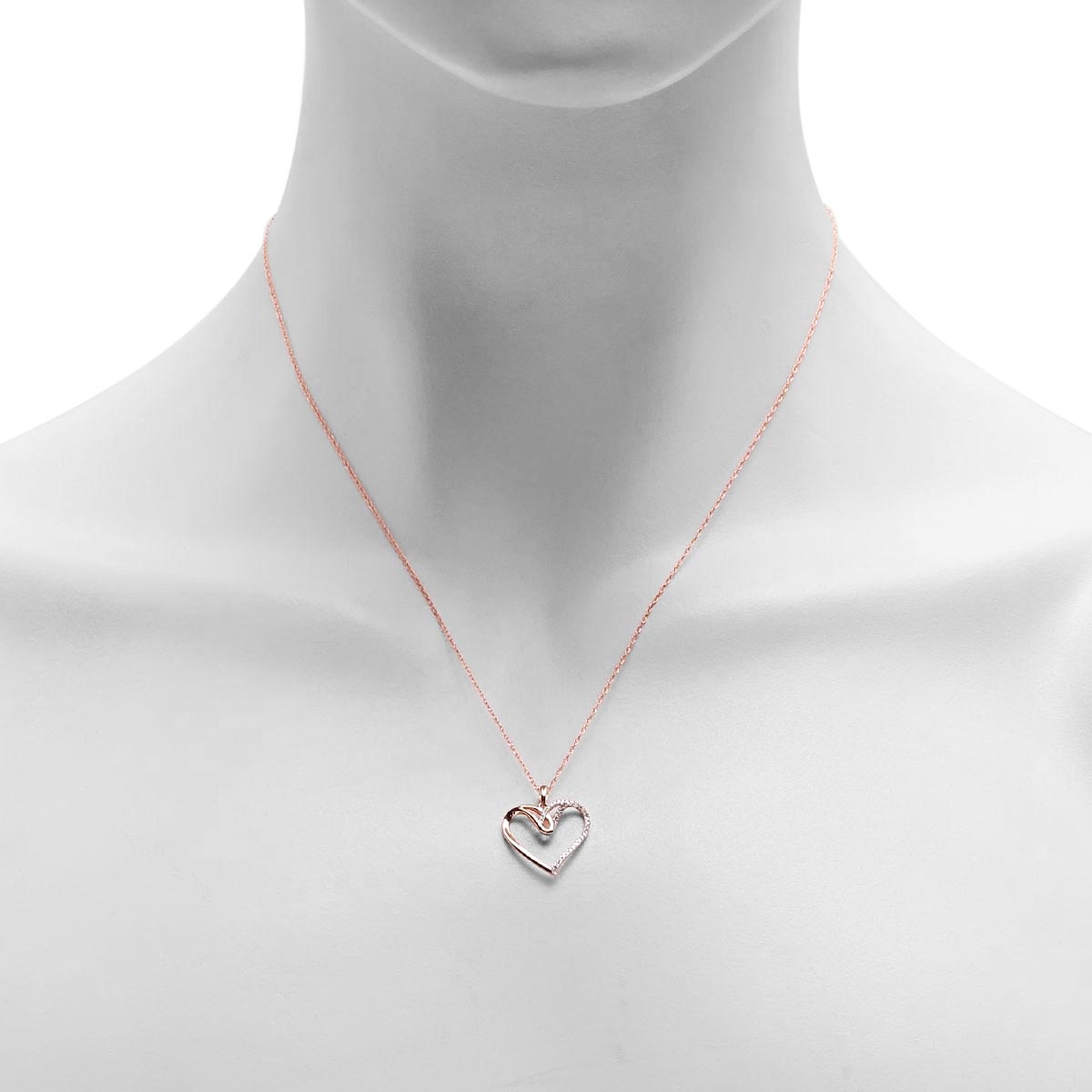 Diamond Heart Necklace in 10kt Rose Gold (1/10ct tw)
