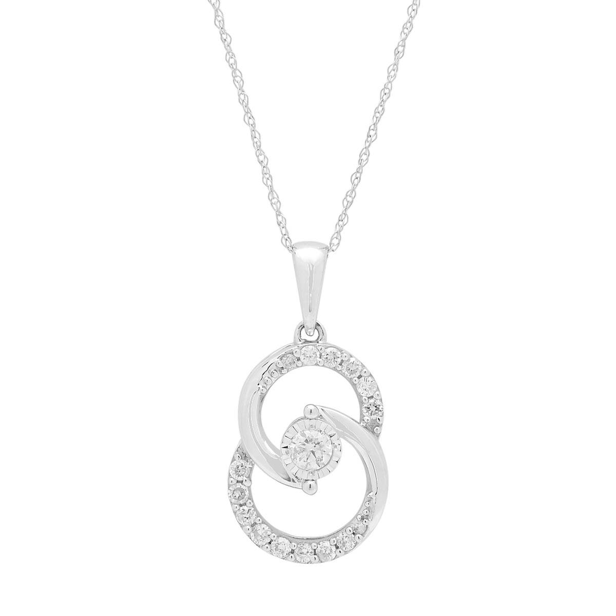 Diamond Interlocking Circle Necklace in 10kt White Gold (1/4ct tw)
