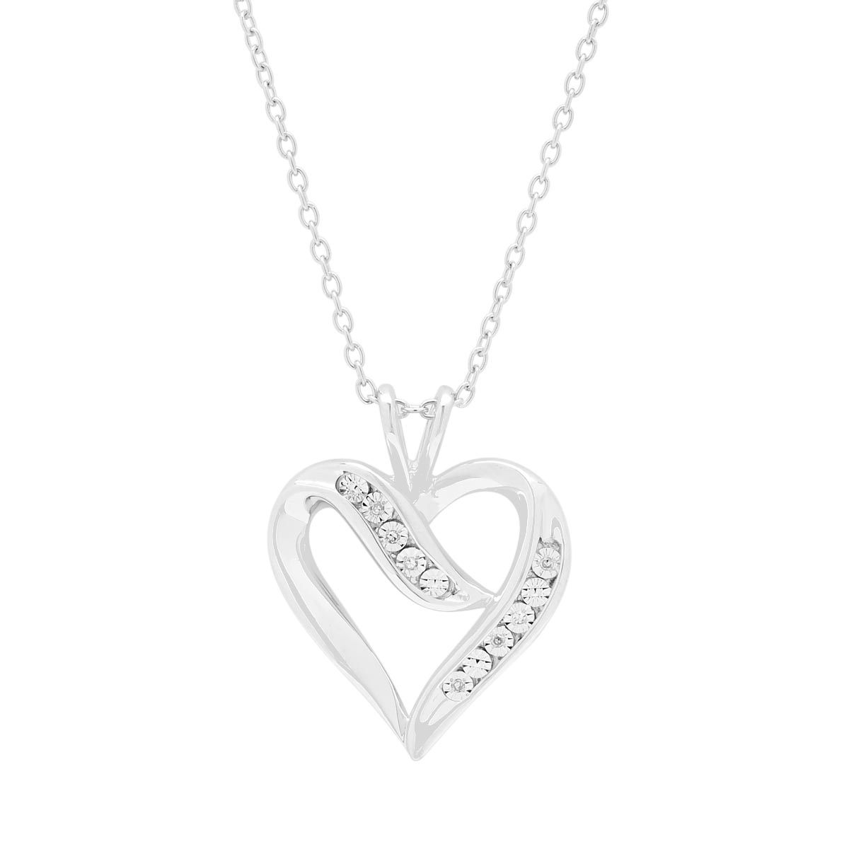 Diamond Heart Necklace in Sterling Silver (.02ct tw)