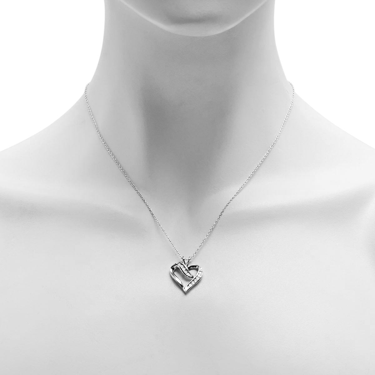 Diamond Heart Necklace in Sterling Silver (.02ct tw)