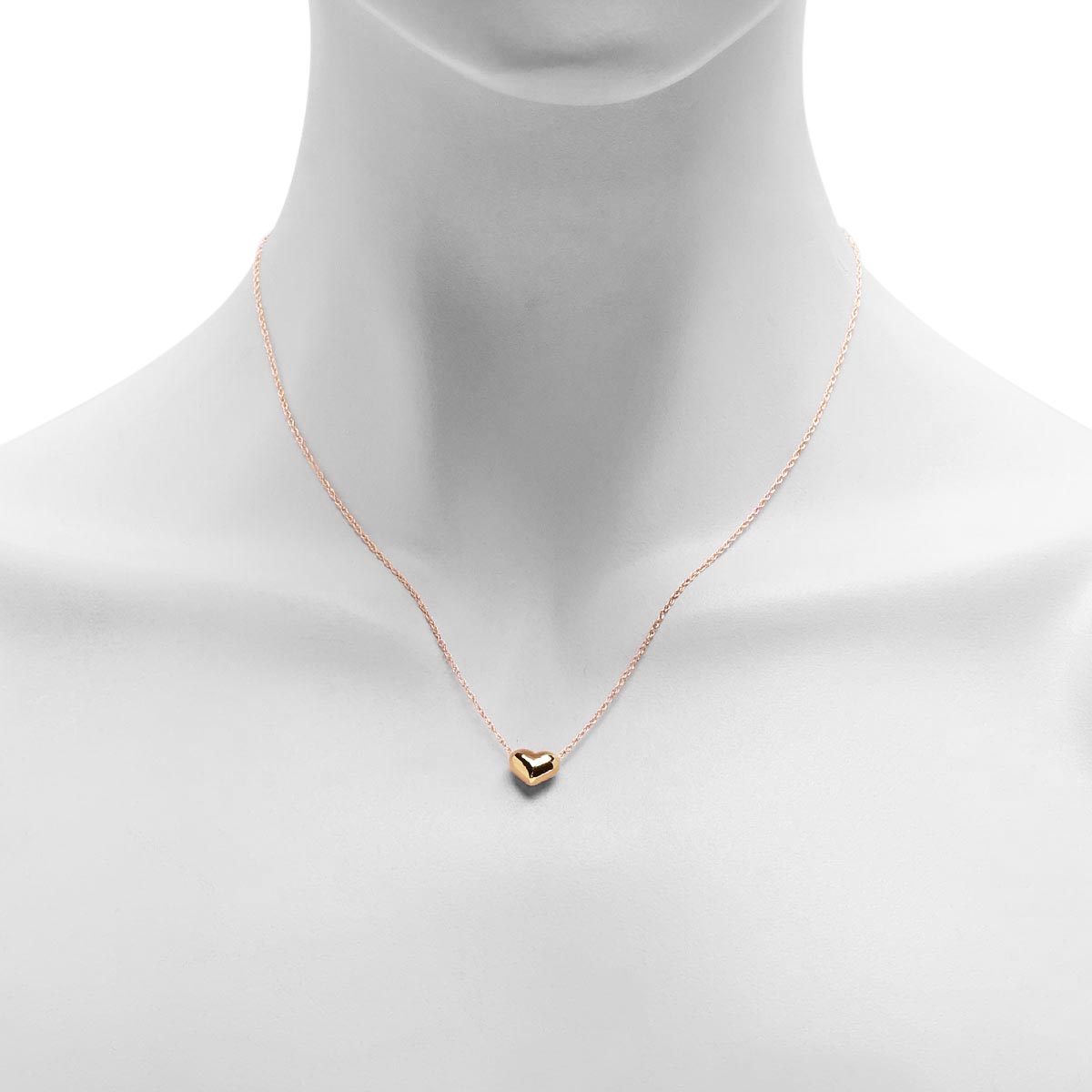 Puffed Heart Necklace in 14kt Yellow Gold