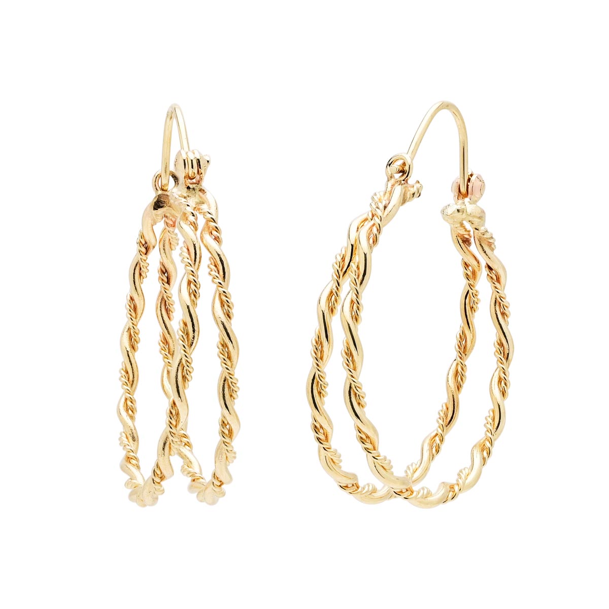 Estate Double Twist Hoop Earrings in 14kt Yellow Gold