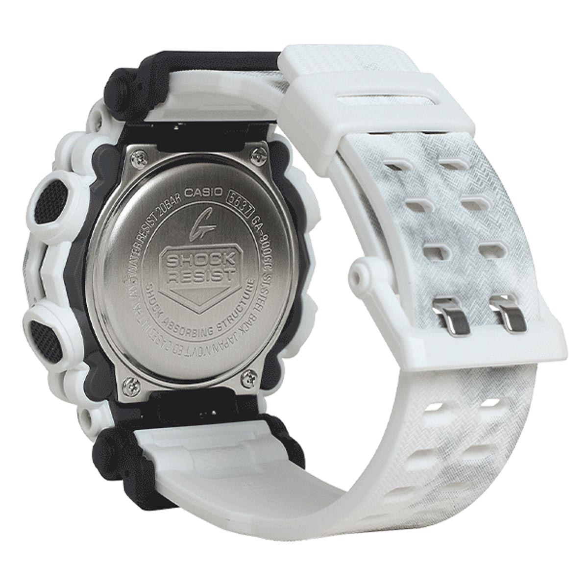 G Shock Mens Watch with Black Dial and White/Black Strap (quartz movement)
