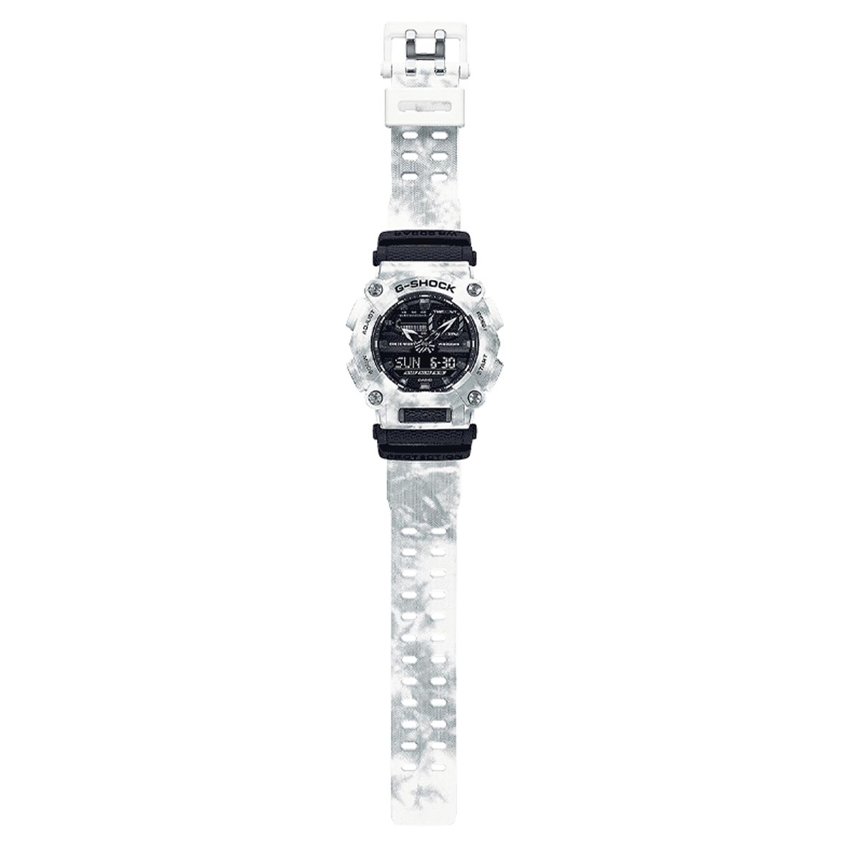 G Shock Mens Watch with Black Dial and White/Black Strap (quartz movement)