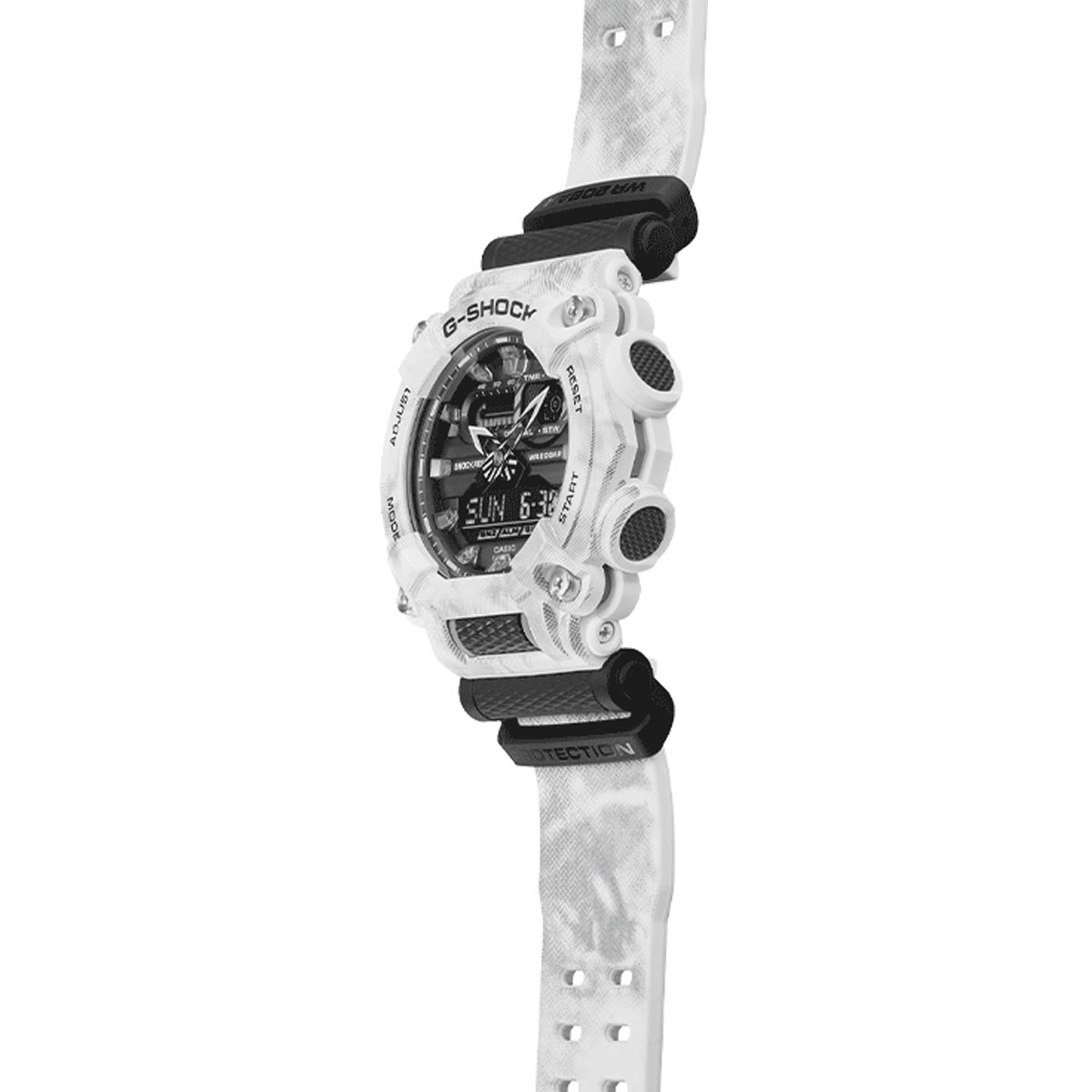 G Shock Mens Watch with Black Dial and White Black Strap quartz movement