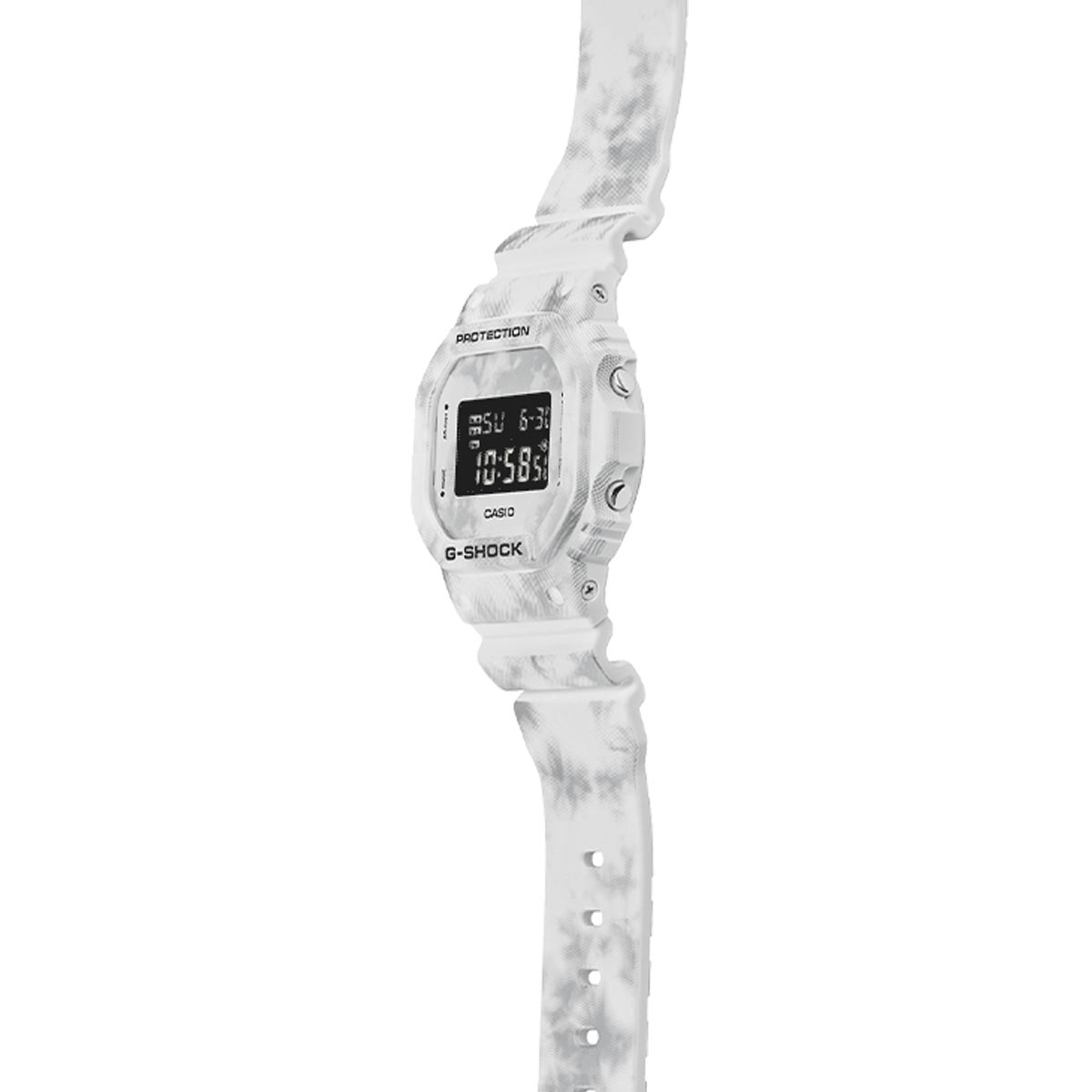 G Shock Mens Watch with Black Digital Dial and White and Grey Marble Strap (quartz movement)