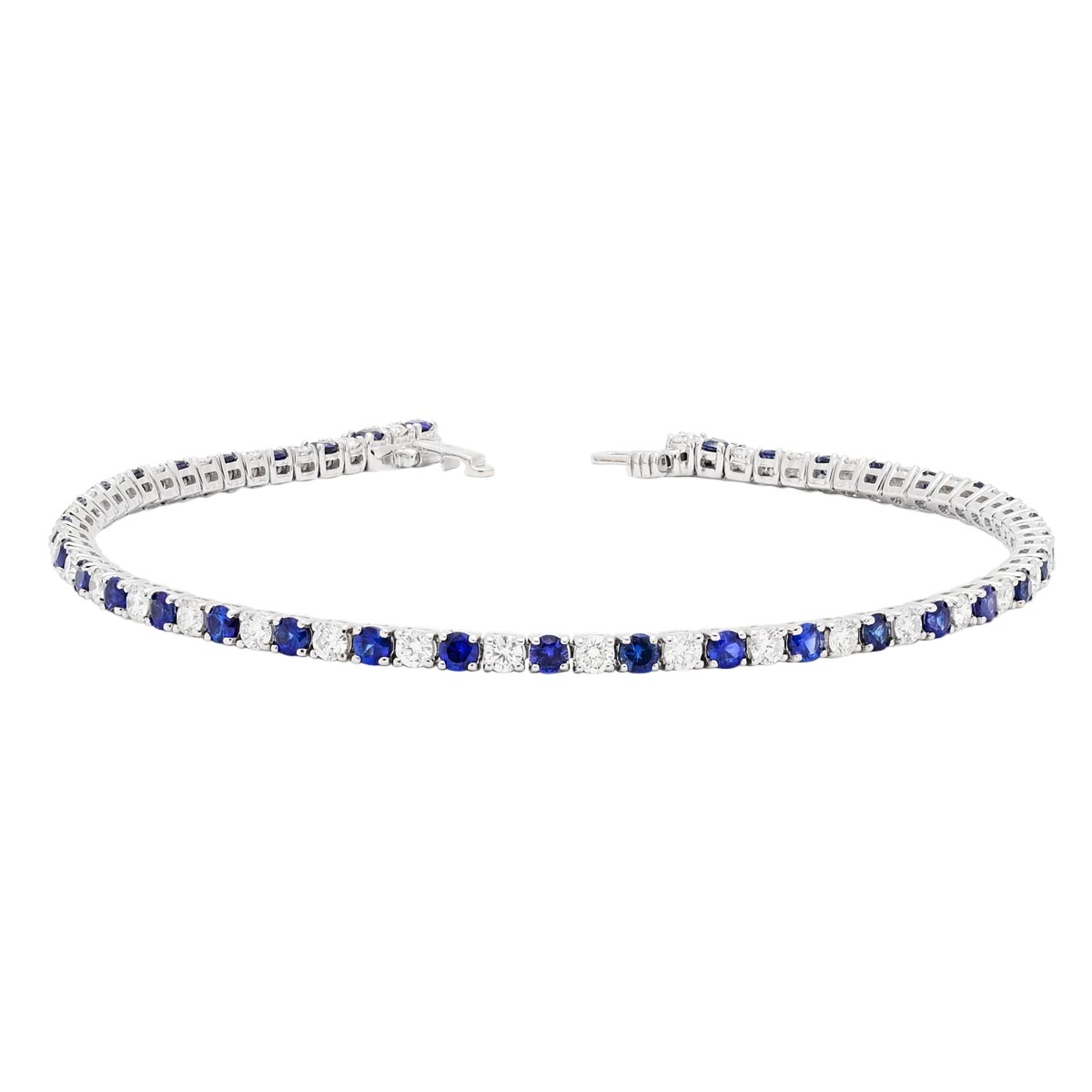 Sapphire and Diamond Tennis Bracelet in 18kt White Gold (1 1/2ct tw)