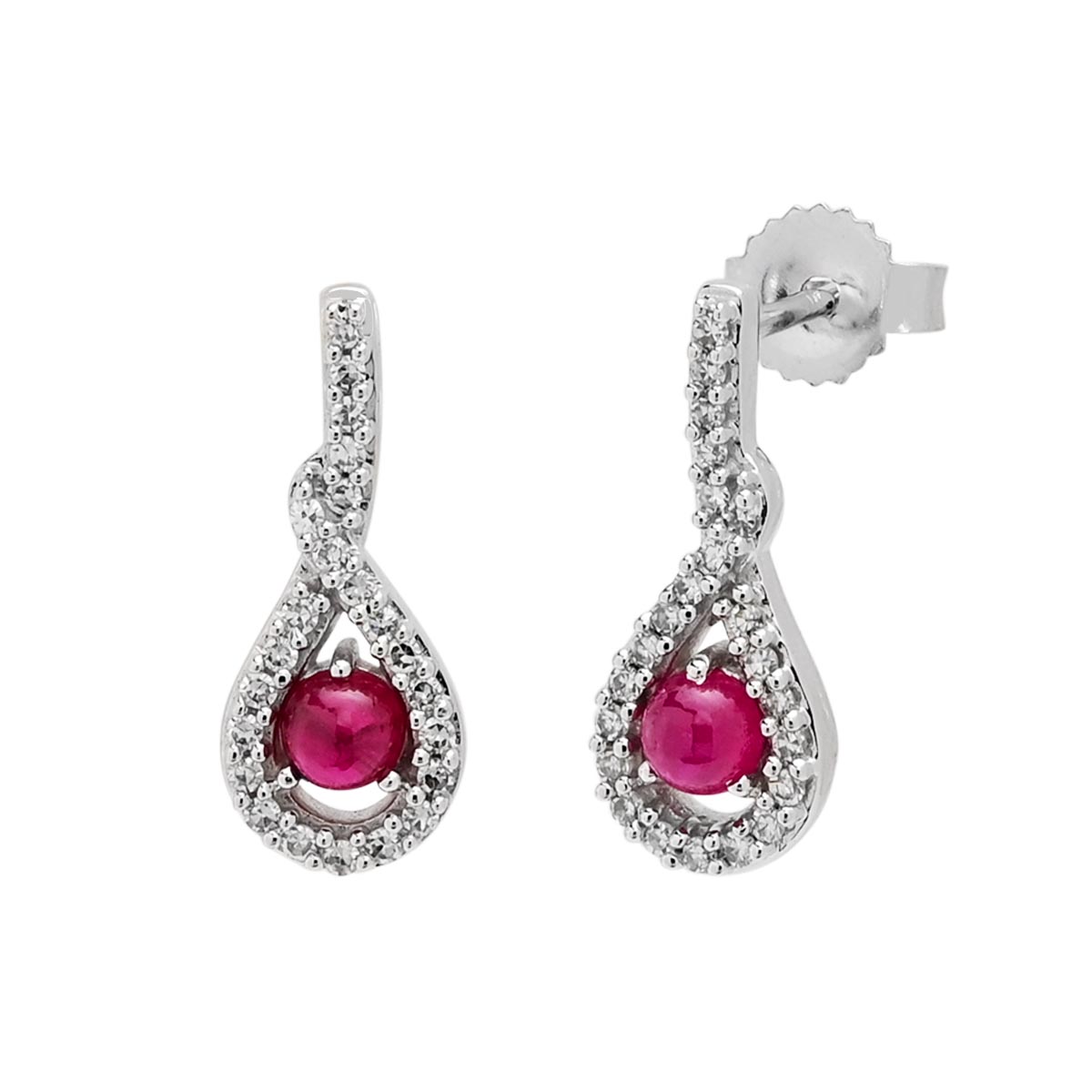 Greenland Ruby Earrings in 10kt White Gold with Diamonds (1/7ct tw)