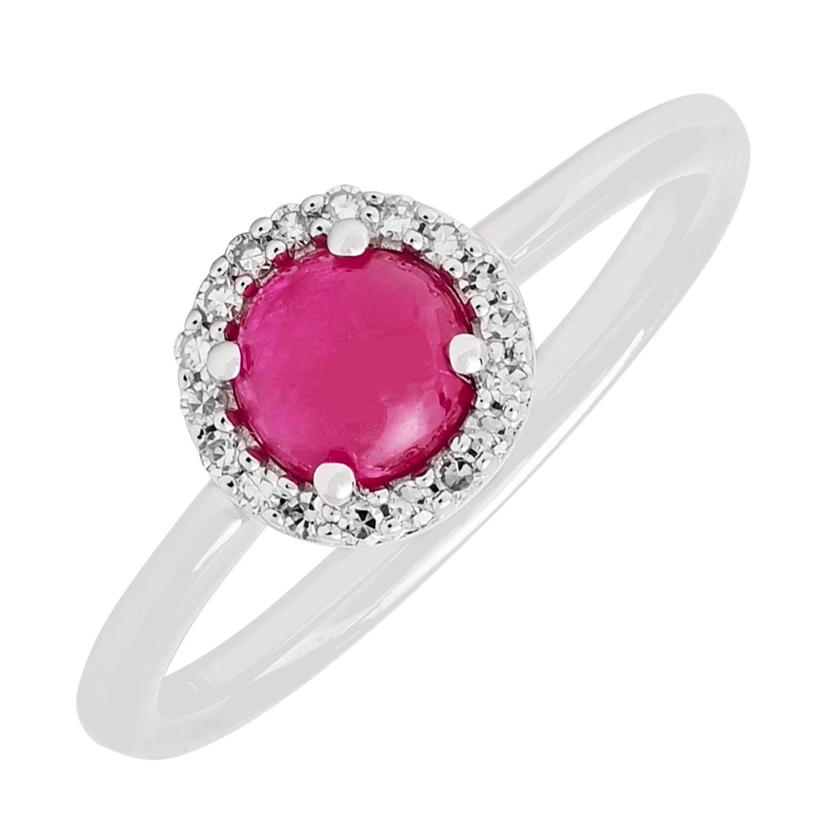 Greenland Ruby Halo Ring in 10kt White Gold with Diamonds (1/10ct tw)