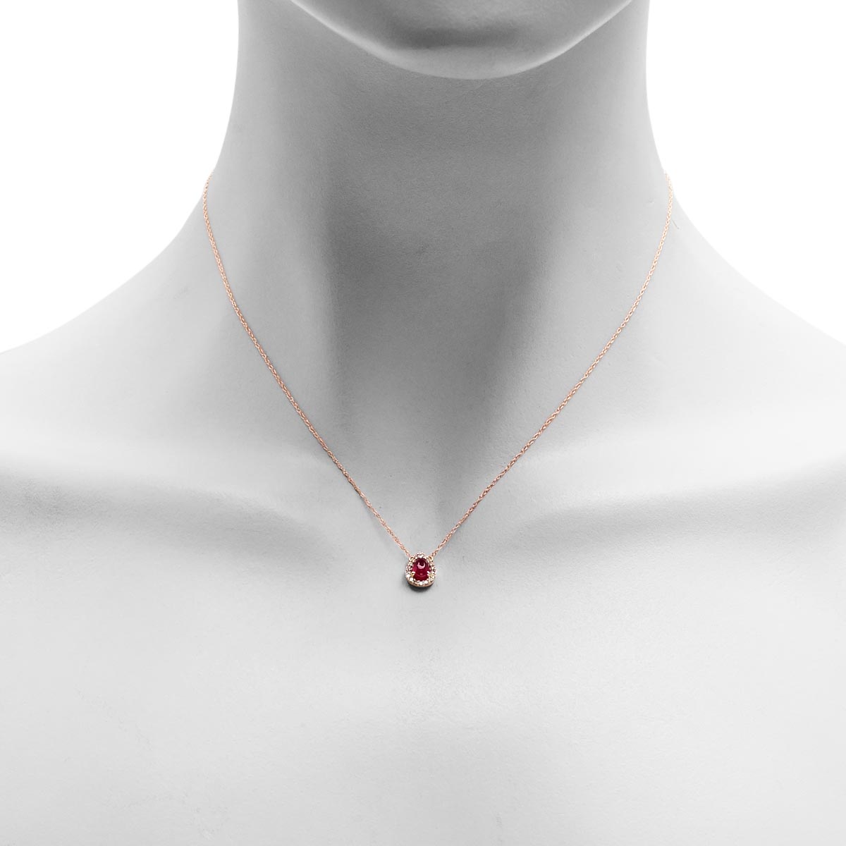 Pear Shape Greenland Ruby Necklace in 10kt Yellow Gold with Diamonds (1/10ct tw)