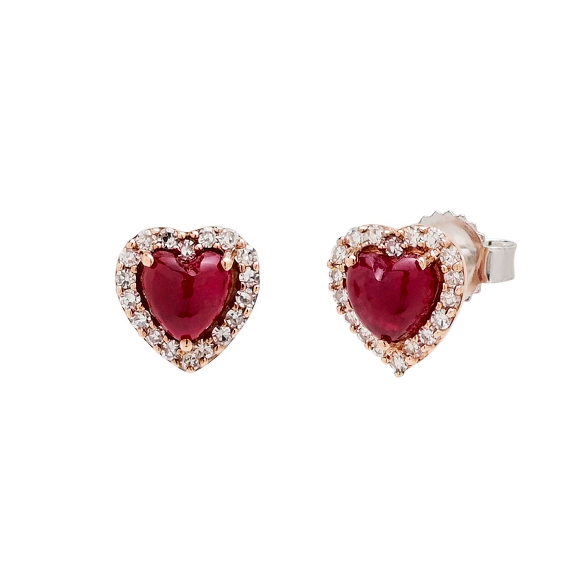 Gold with Diamonds (1/10ct tw)Greenland Ruby Stud Earrings in 10kt Rose