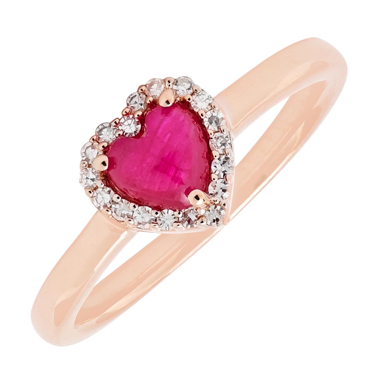 Greenland Ruby Heart Ring in 10kt Rose Gold with Diamonds (1/10ct tw)