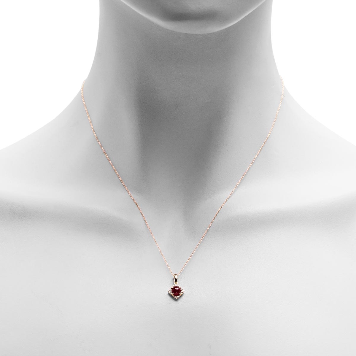 Greenland Ruby Necklace in 10kt Yellow Gold with Diamonds (1/20ct tw)