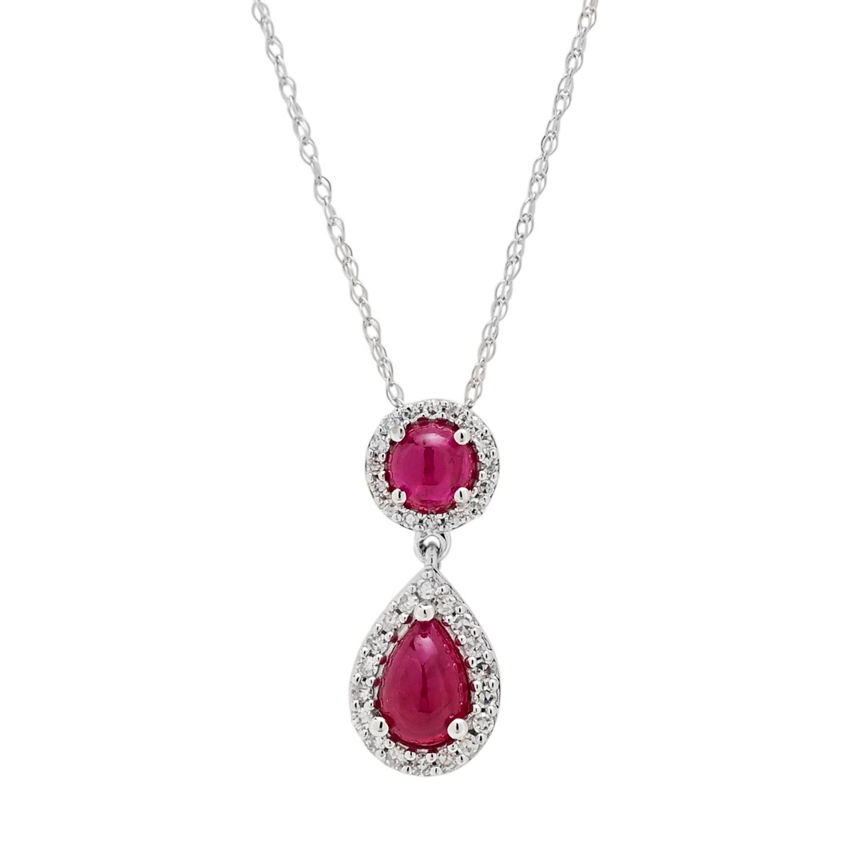 Greenland Ruby Necklace in 10kt White Gold with Diamonds (1/7ct tw)