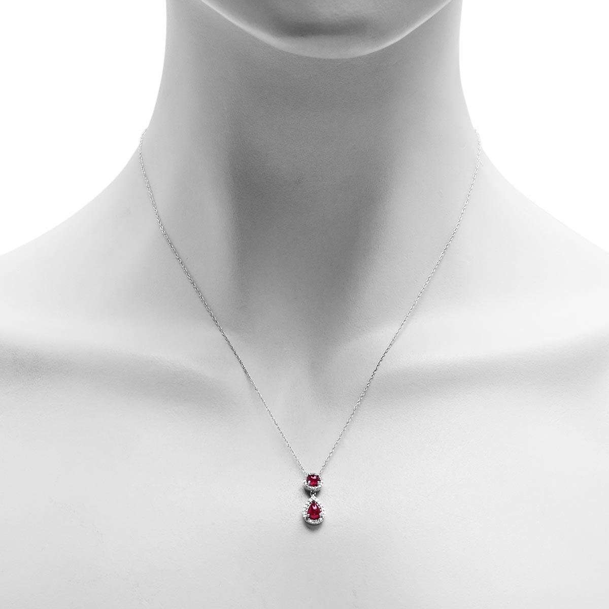 Greenland Ruby Necklace in 10kt White Gold with Diamonds (1/7ct tw)