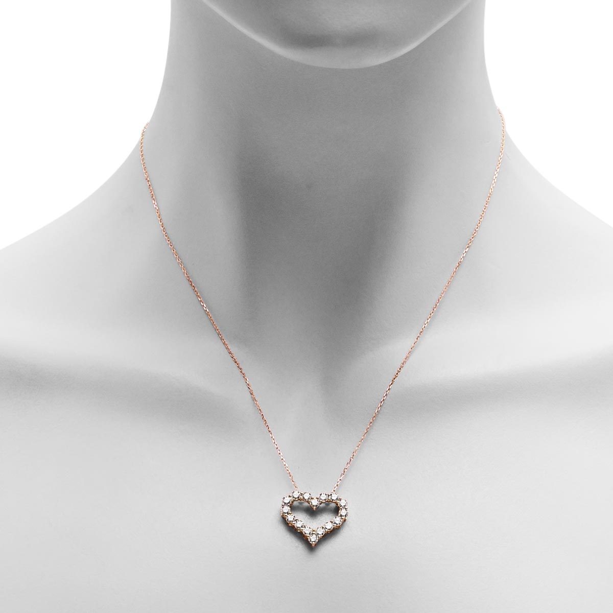 14KT White Gold Heart Necklace 0.07 CT. T.W. - Spence Diamonds