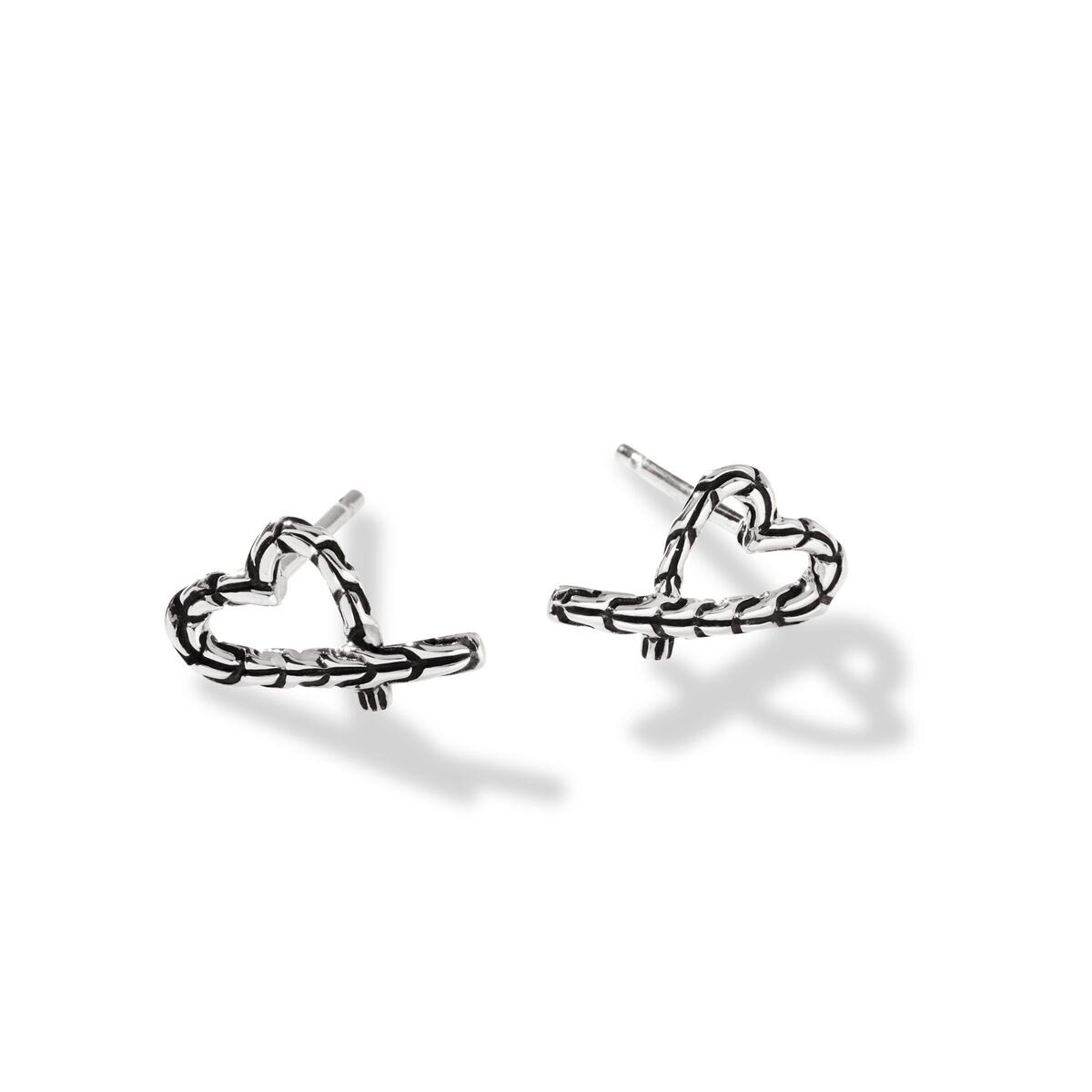 John Hardy Classic Chain Collection Manah Heart Stud Earrings in Sterling Silver