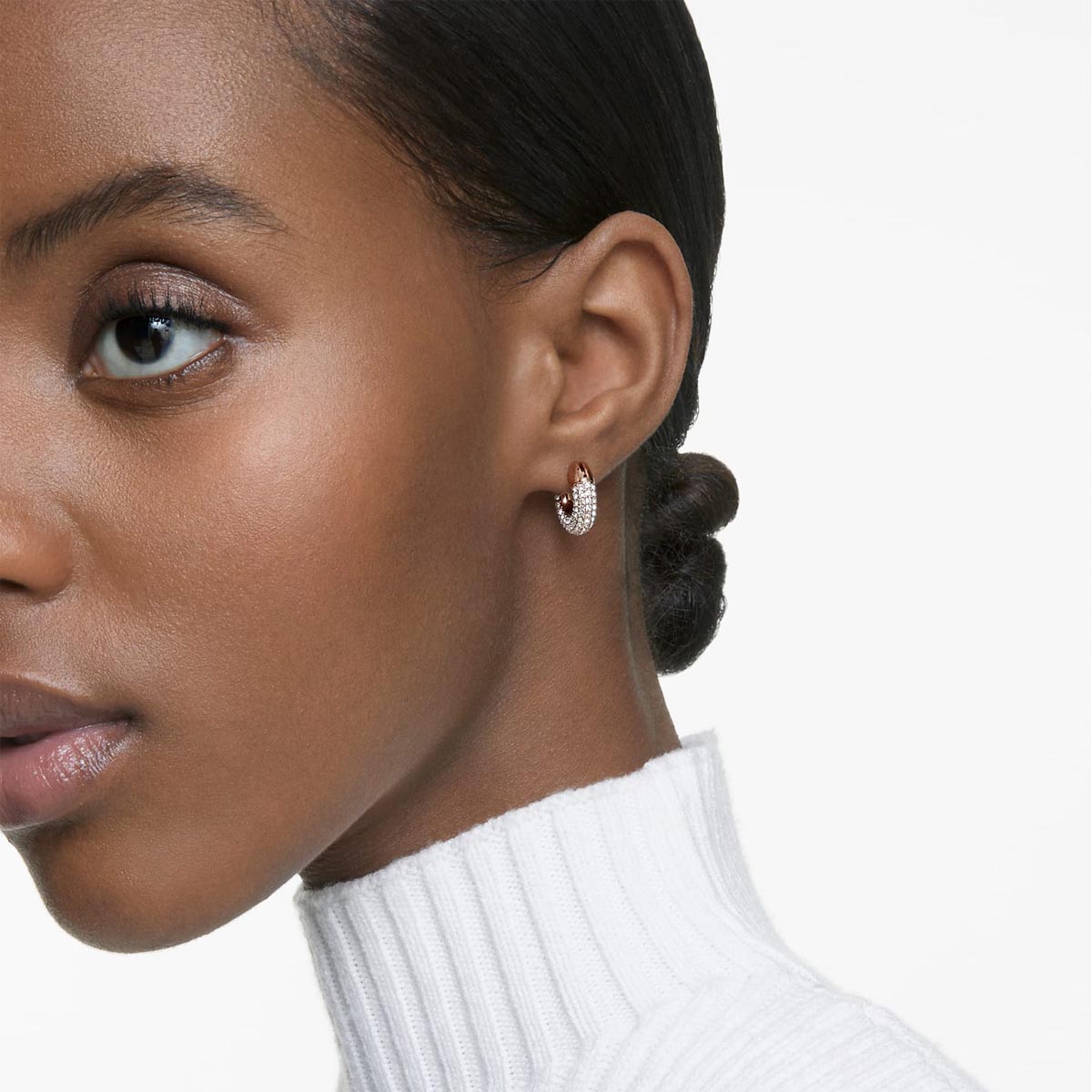 Swarovski Crystal Rose Dextera Hoop Earrings