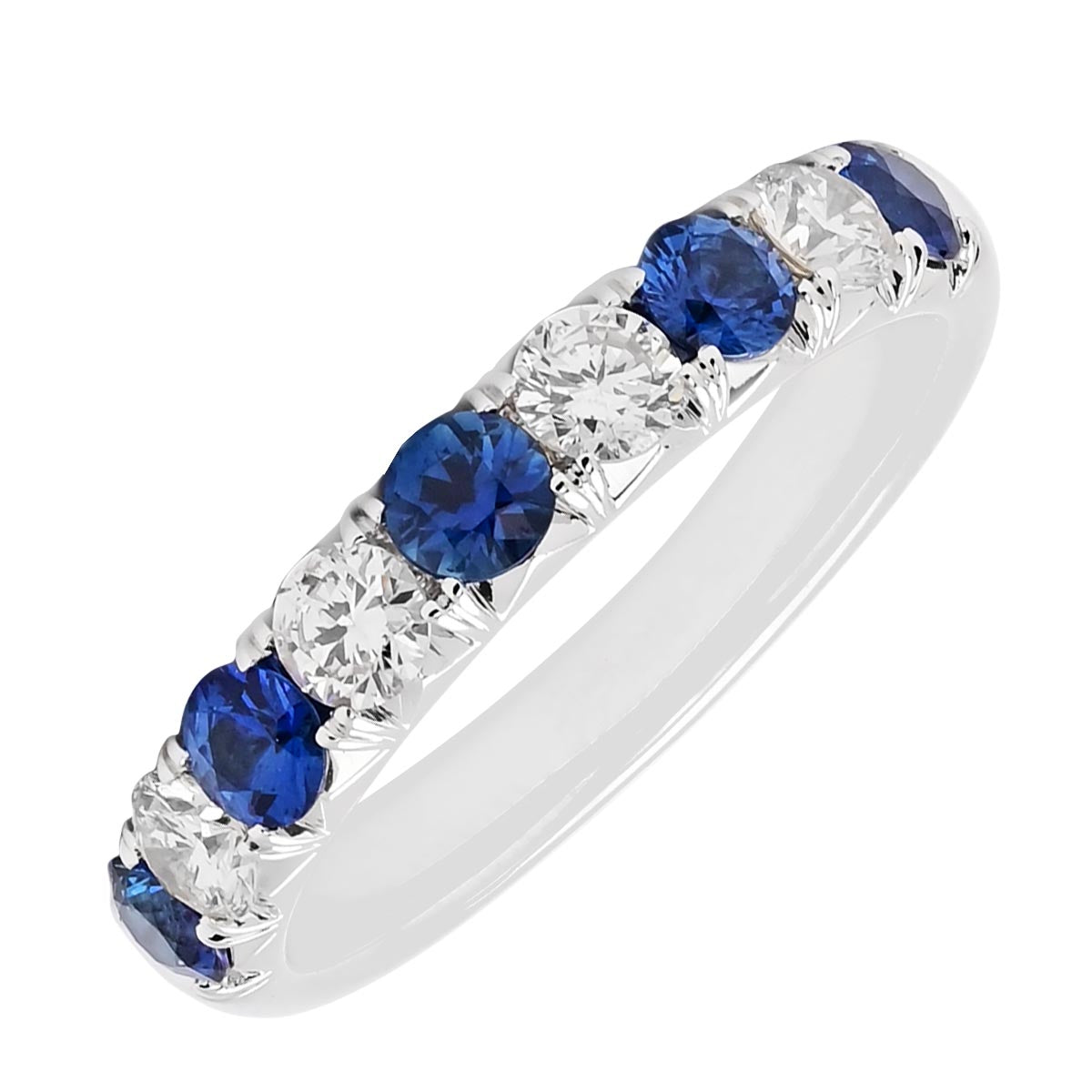 Diamond and Sapphire Band in 14kt White Gold (3/8ct tw)