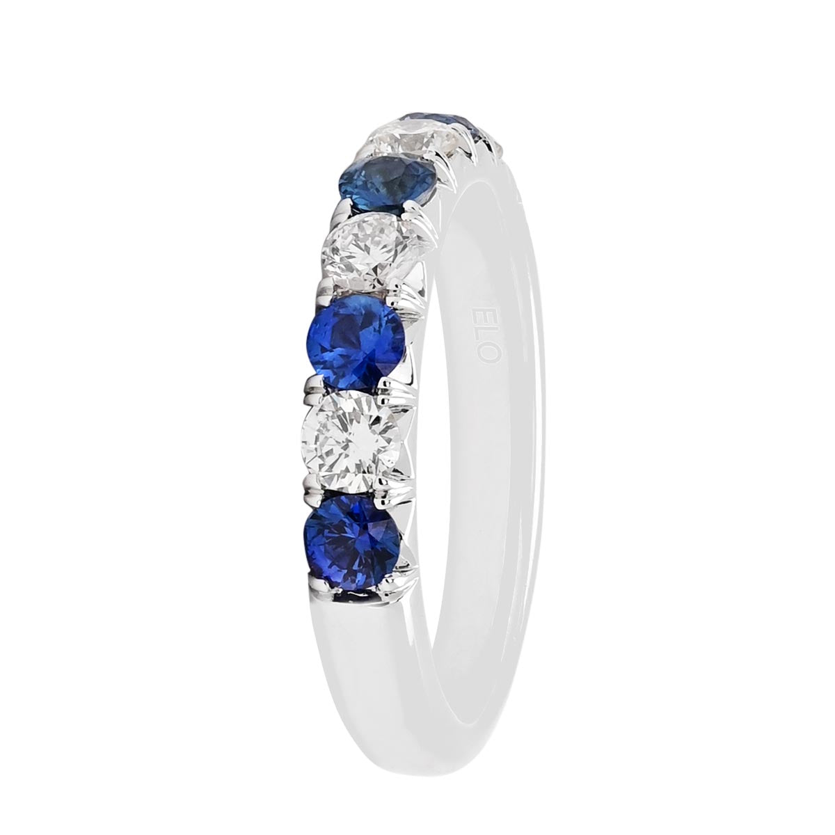 Diamond and Sapphire Band in 14kt White Gold (3/8ct tw)