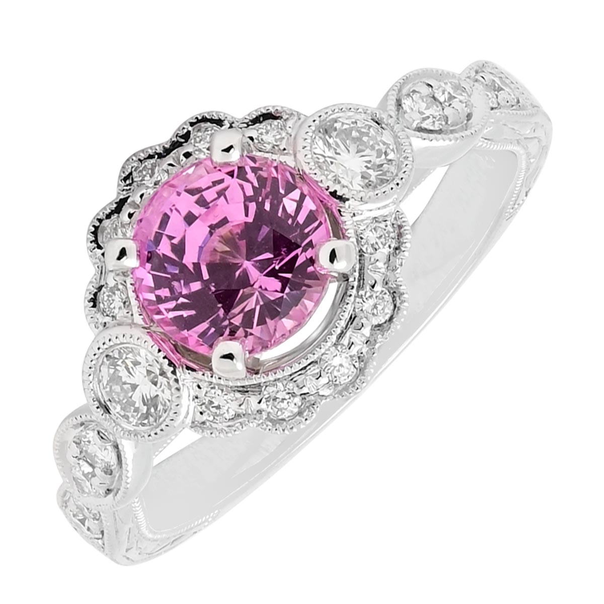 Pink Sapphire Ring in 14kt White Gold with Diamonds (1/3ct tw)
