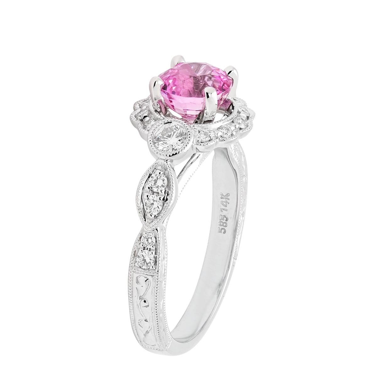 Pink Sapphire Ring in 14kt White Gold with Diamonds (1/3ct tw)