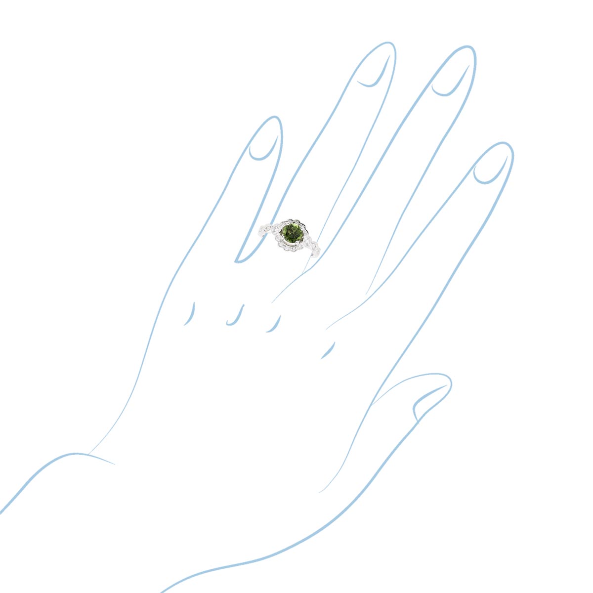 Maine Green Tourmaline Ring in 14kt White Gold with Diamonds (1/3ct tw)