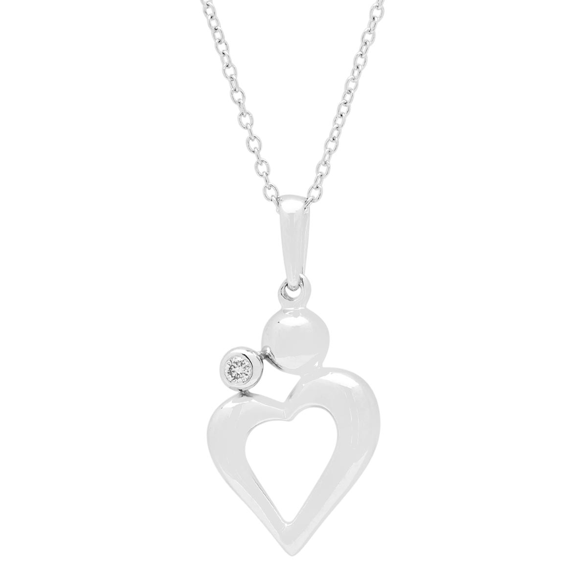Mother and Child Necklace in Sterling Silver with Diamond (.02ct)