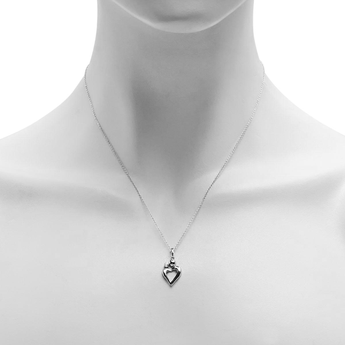 Mother and Child Necklace in Sterling Silver with Diamond (.02ct)
