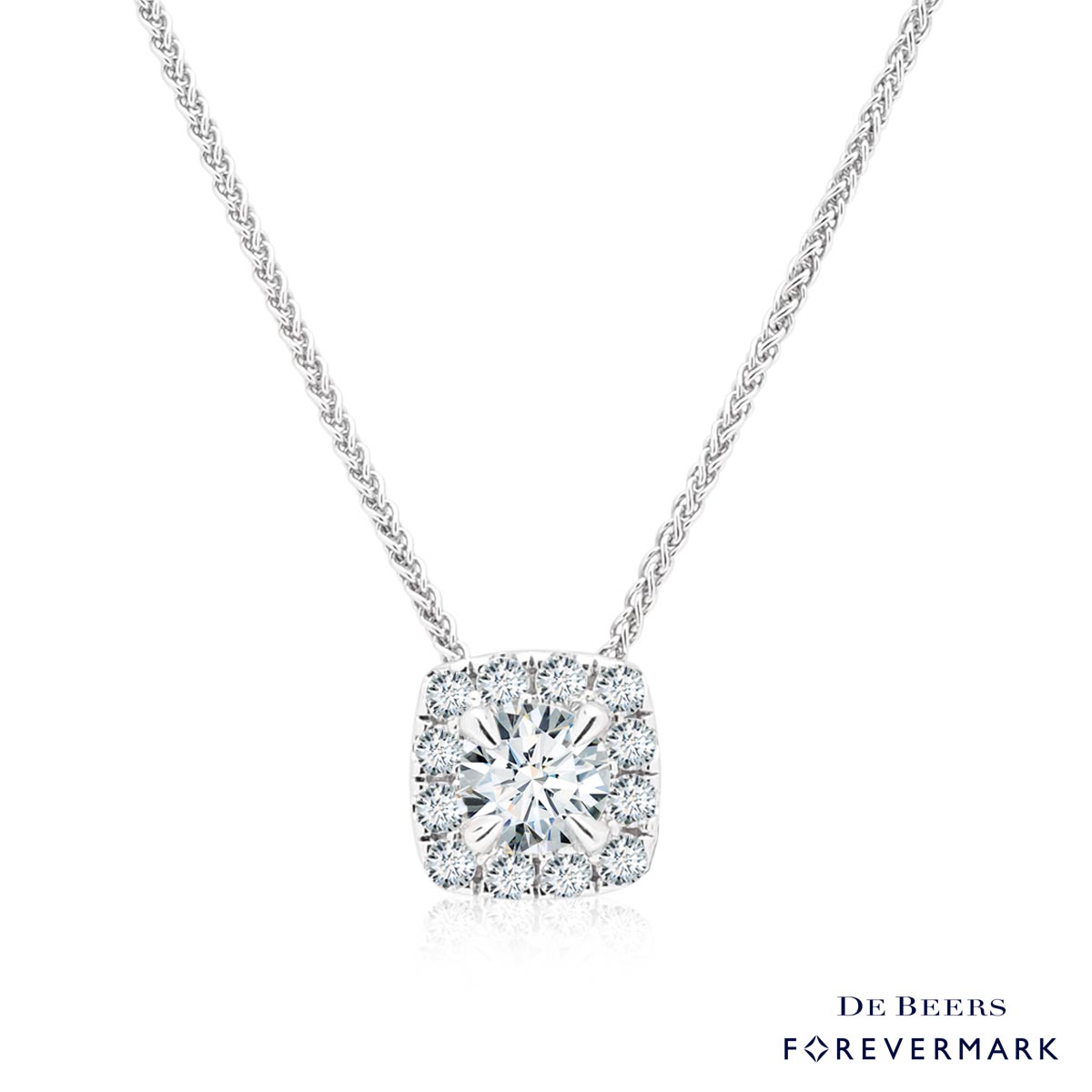 Diamond Halo Necklace in 18kt White Gold (3/8ct tw)