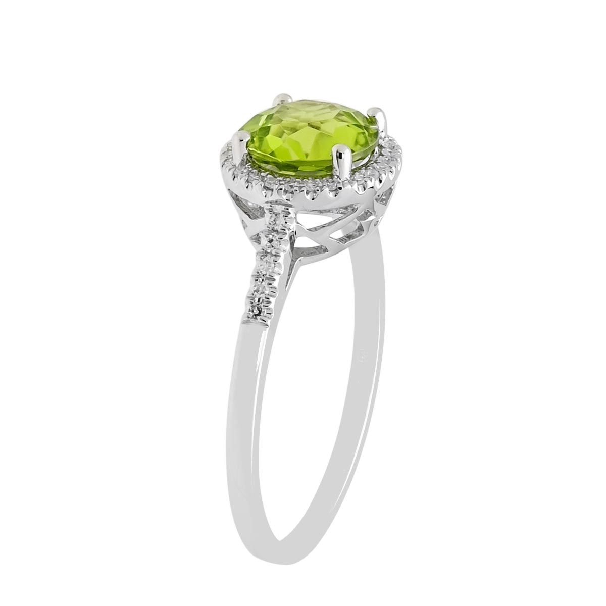 Madison L Peridot Halo Ring in 14kt White Gold with Diamonds (1/20ct tw)