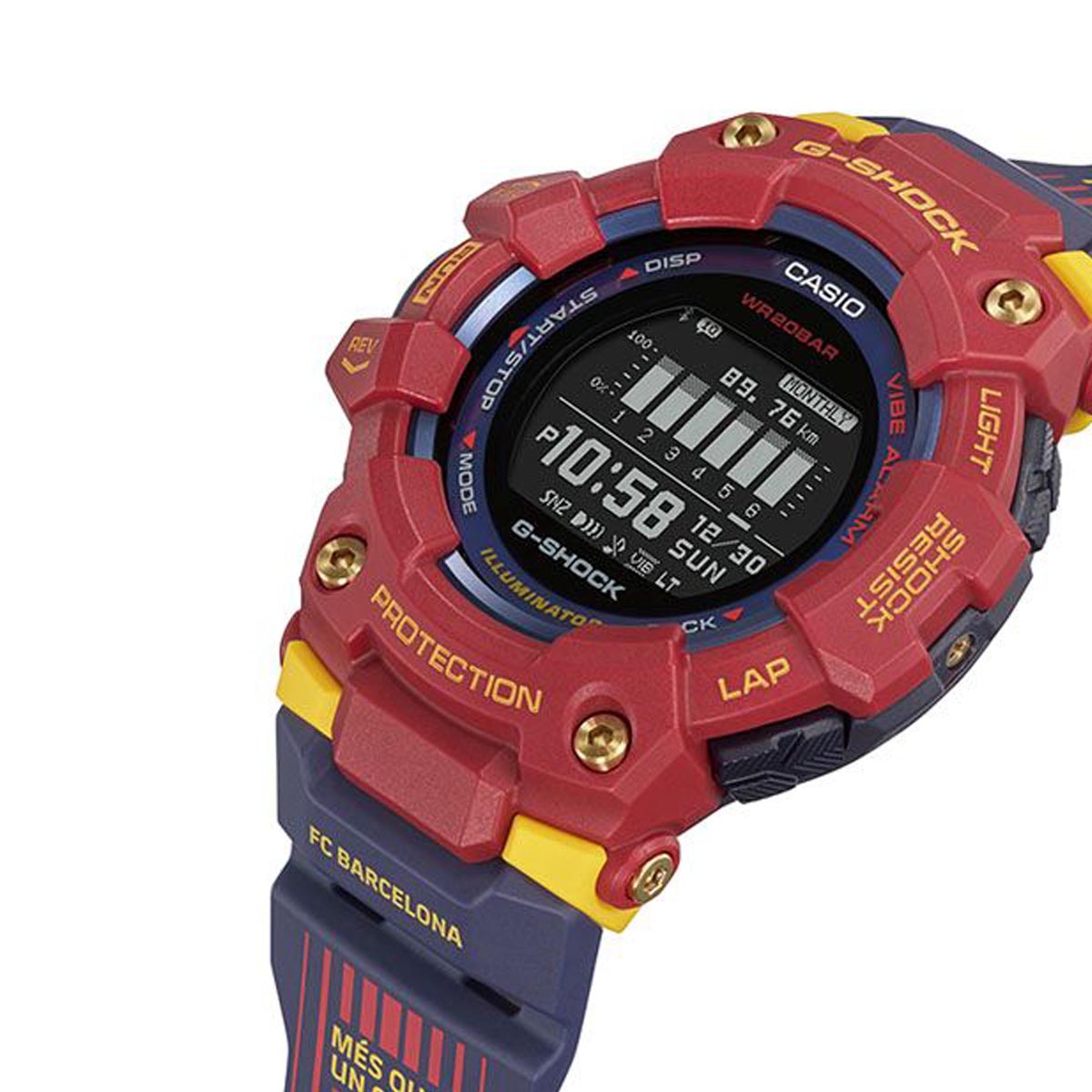 G Shock Limited Edition Barcelona Mens Watch with Black Dial and Blue/Red Strap (quartz movement)