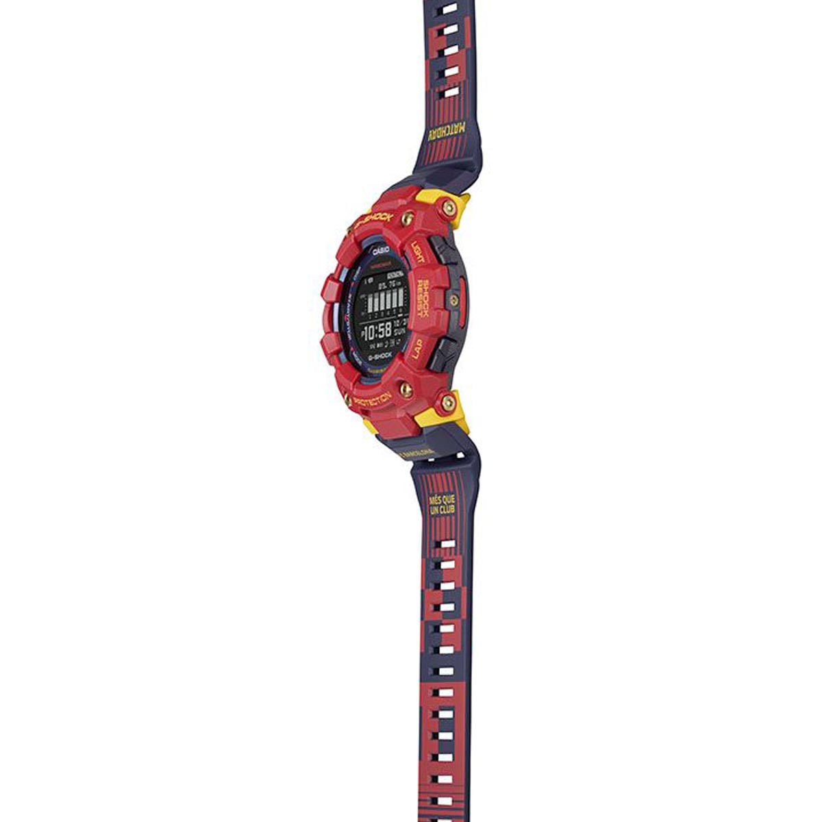 G Shock Limited Edition Barcelona Mens Watch with Black Dial and Blue/Red Strap (quartz movement)