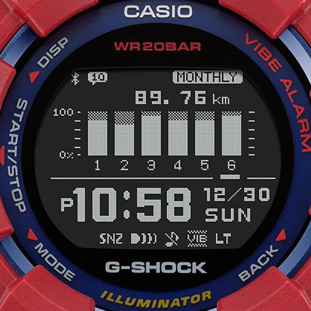 G Shock Limited Edition Barcelona Mens Watch with Black Dial and Blue/Red Strap (quartz movement)