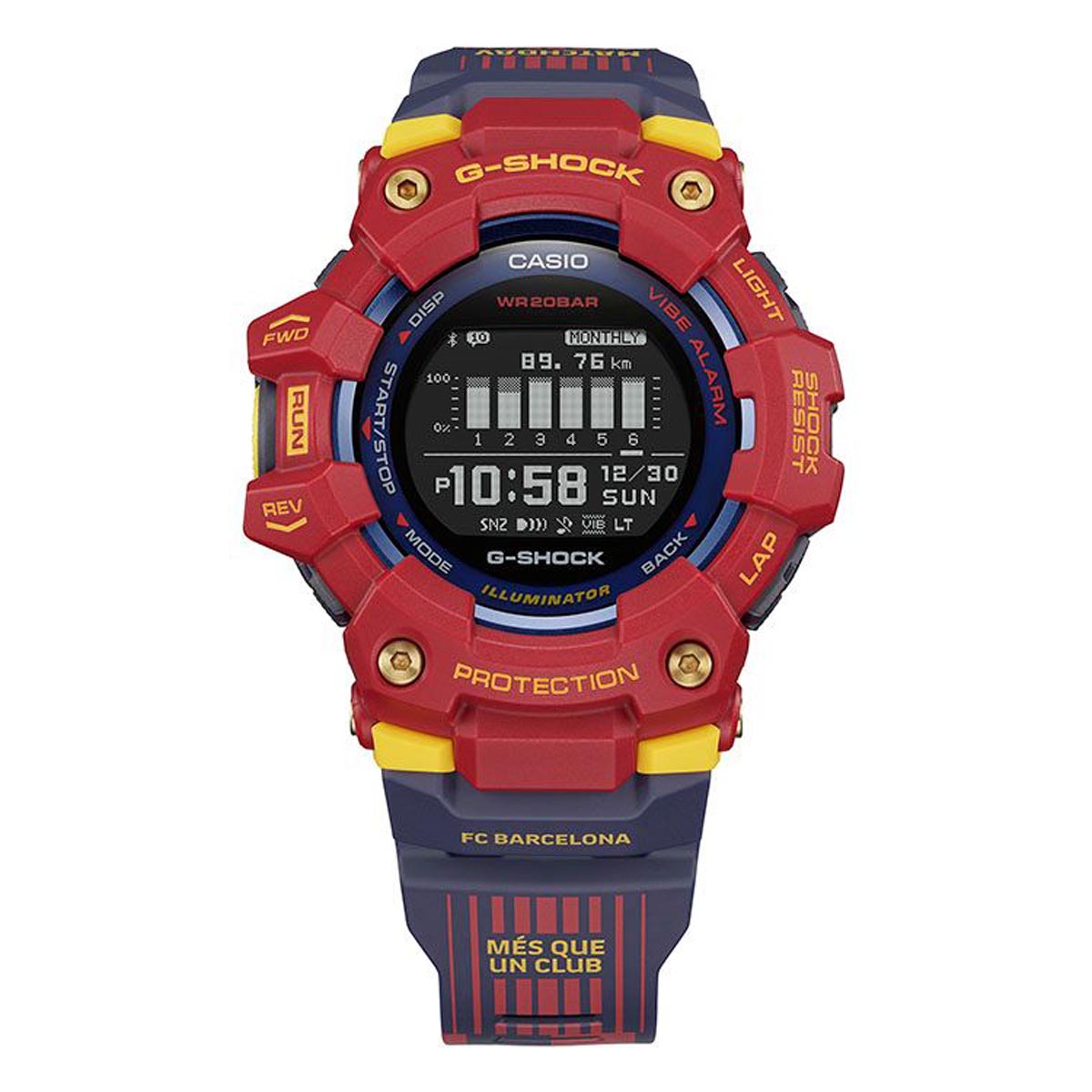 G Shock Limited Edition Barcelona Mens Watch with Black Dial and Blue/Red Strap (quartz movement)