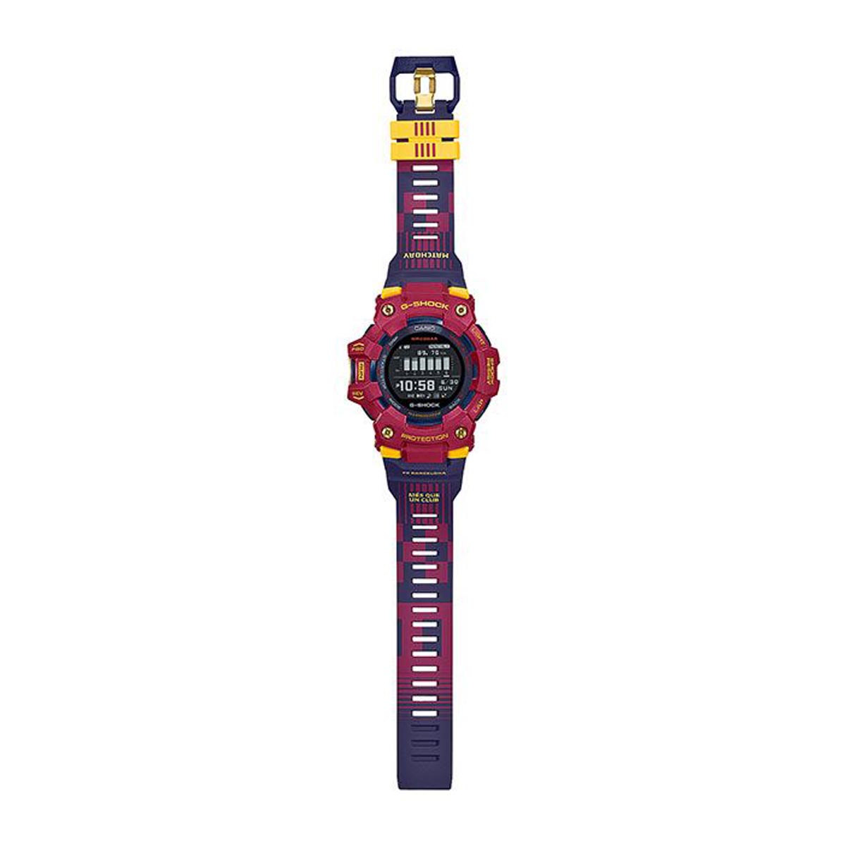 G Shock Limited Edition Barcelona Mens Watch with Black Dial and Blue/Red Strap (quartz movement)