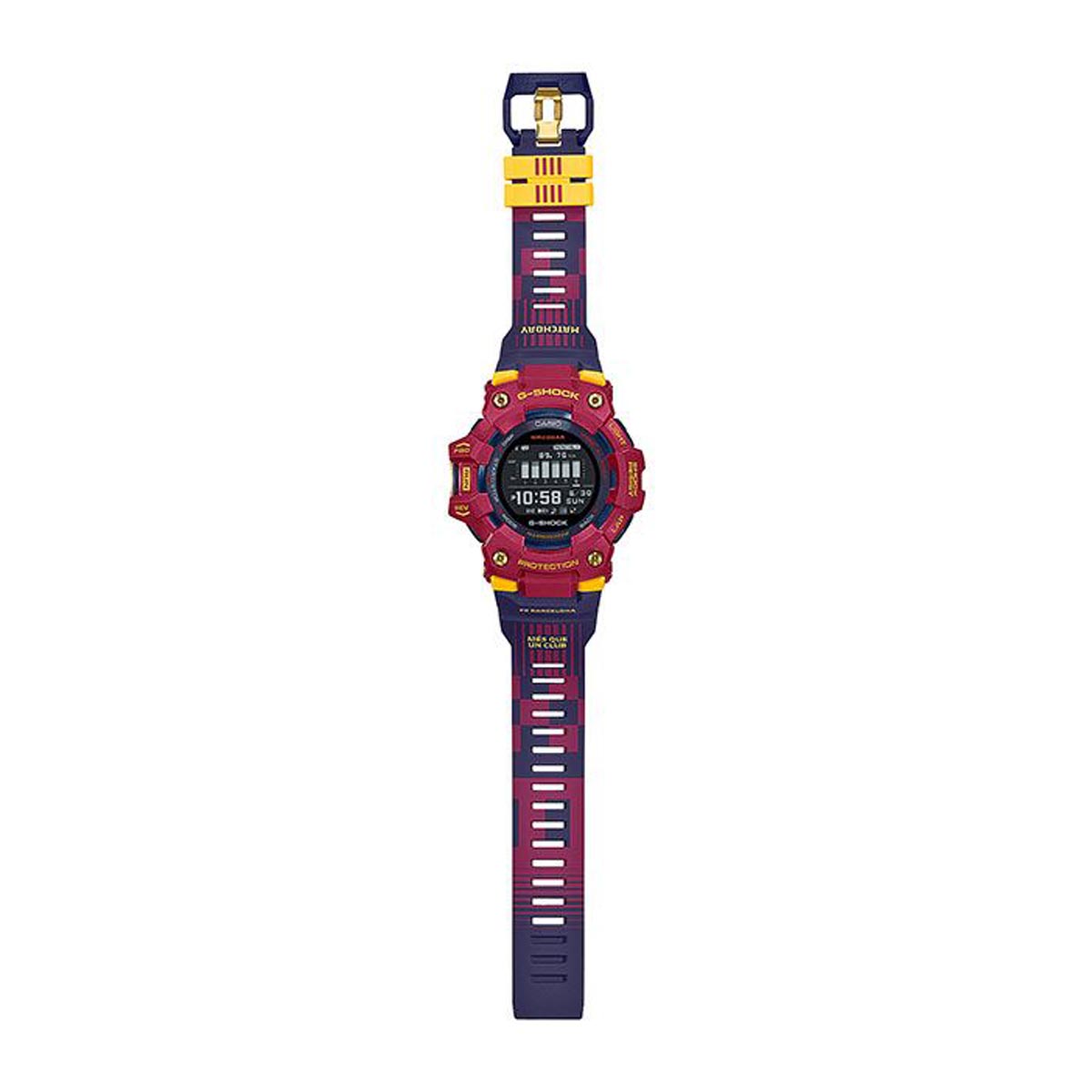 G Shock Limited Edition Barcelona Mens Watch with Black Dial and Blue/Red Strap (quartz movement)