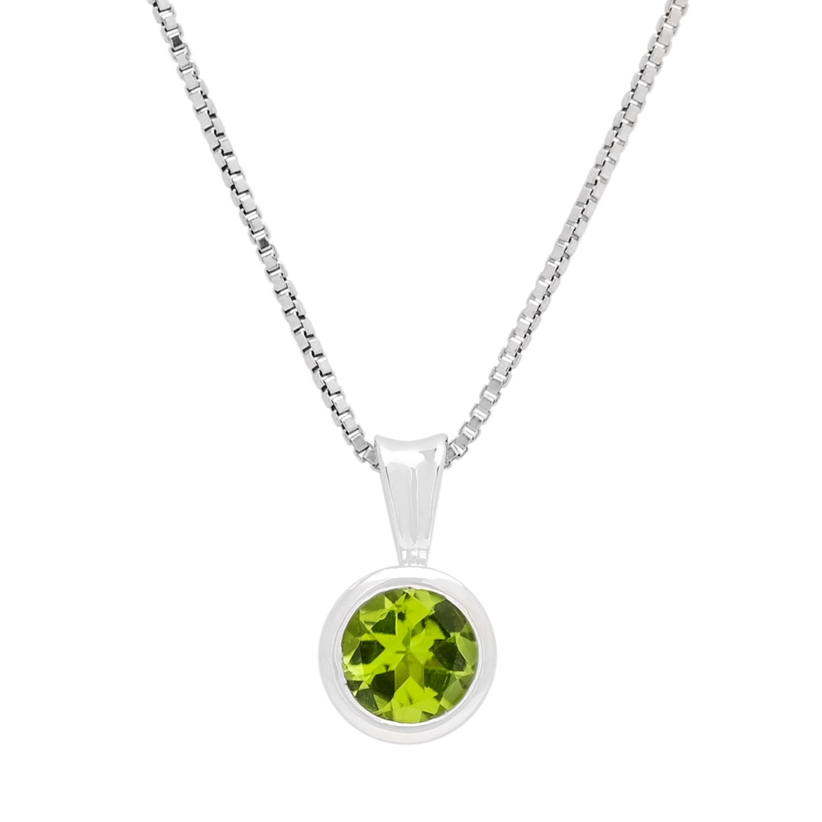 Peridot Bezel Necklace in Sterling Silver