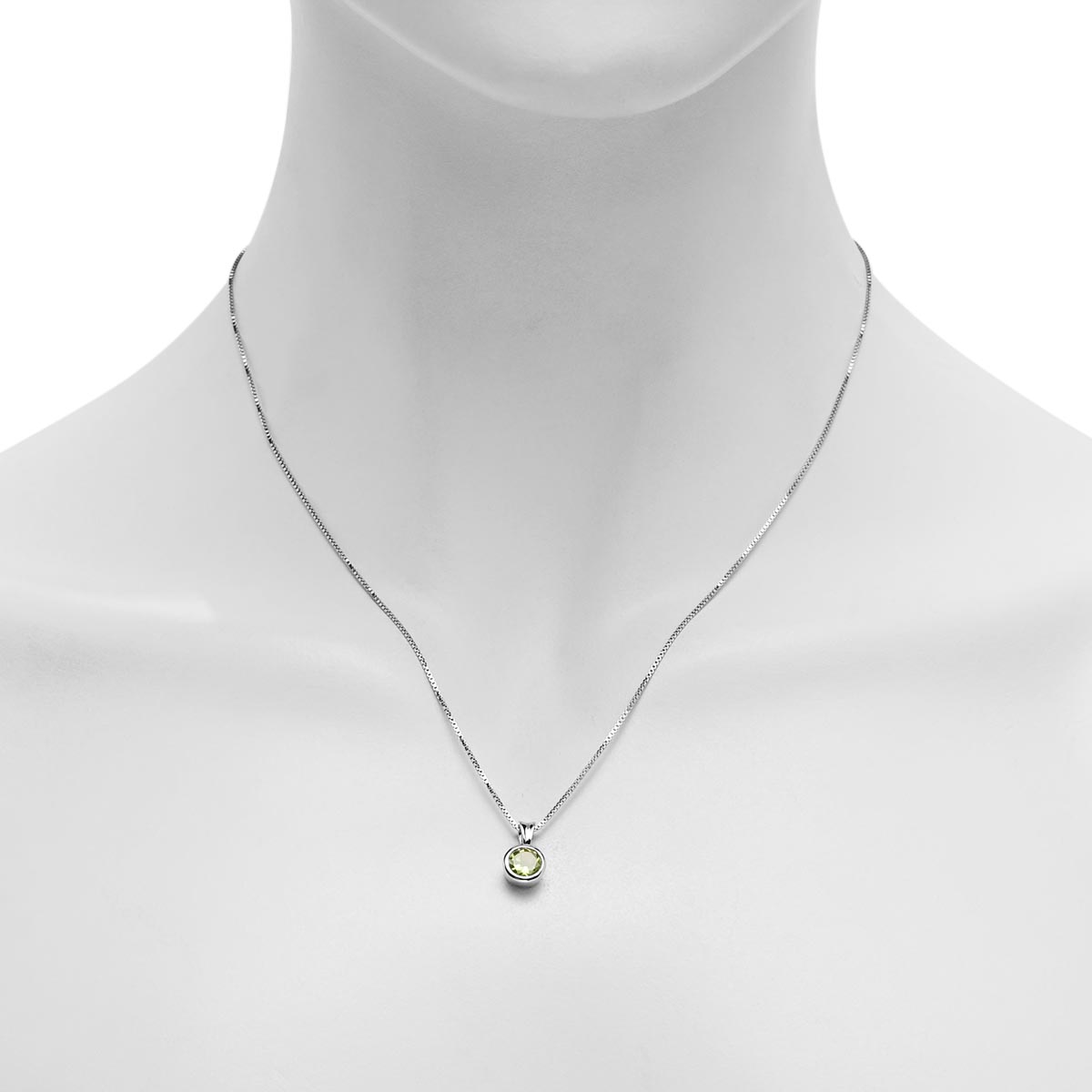 Peridot Bezel Necklace in Sterling Silver