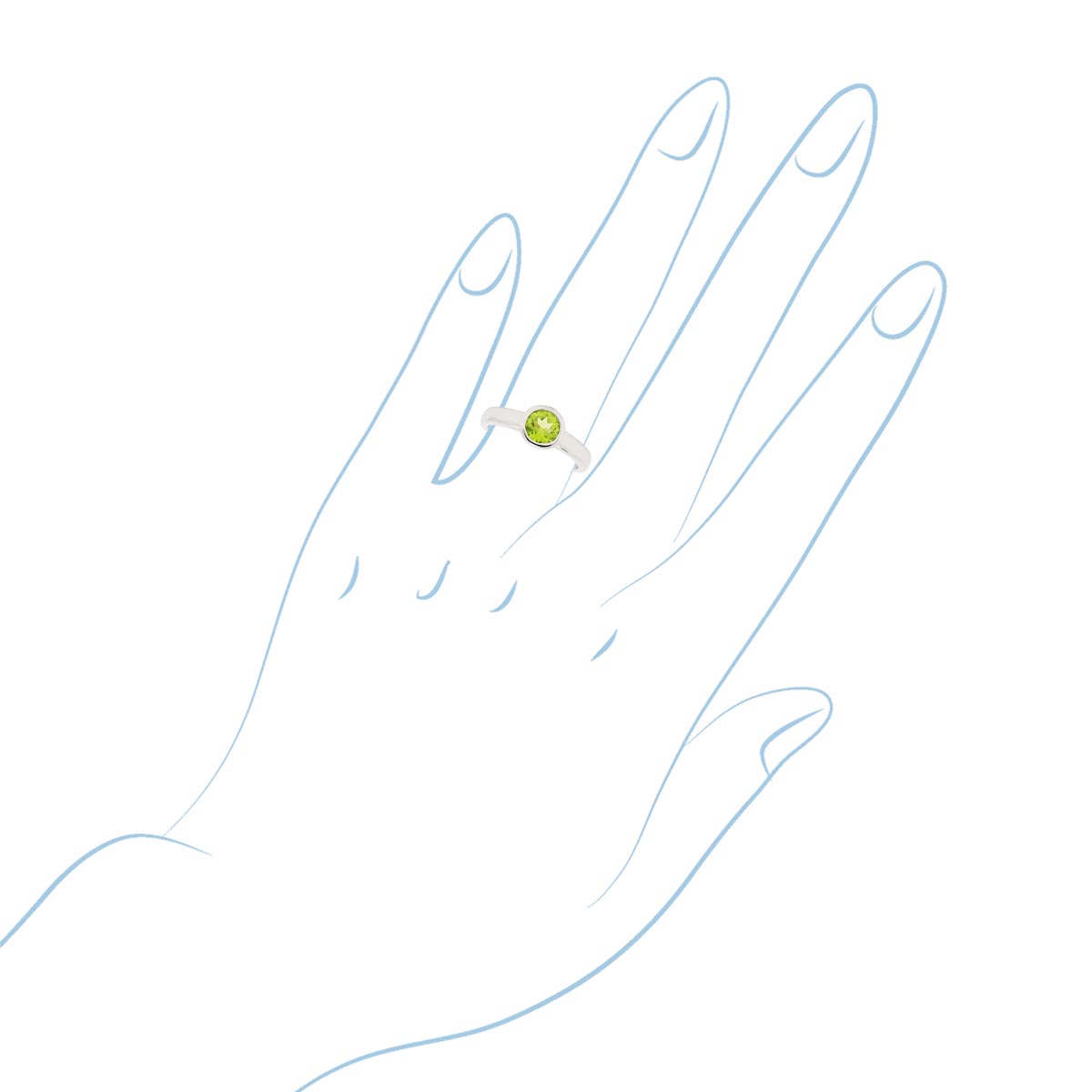 Peridot Bezel Ring in Sterling Silver (size 6.5)