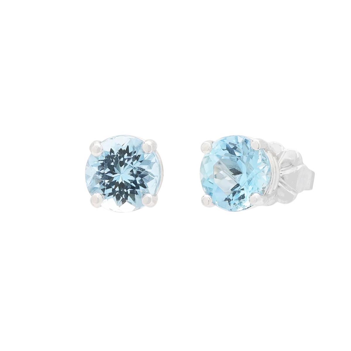 Aquamarine Stud Earrings in 14kt White Gold (6mm)