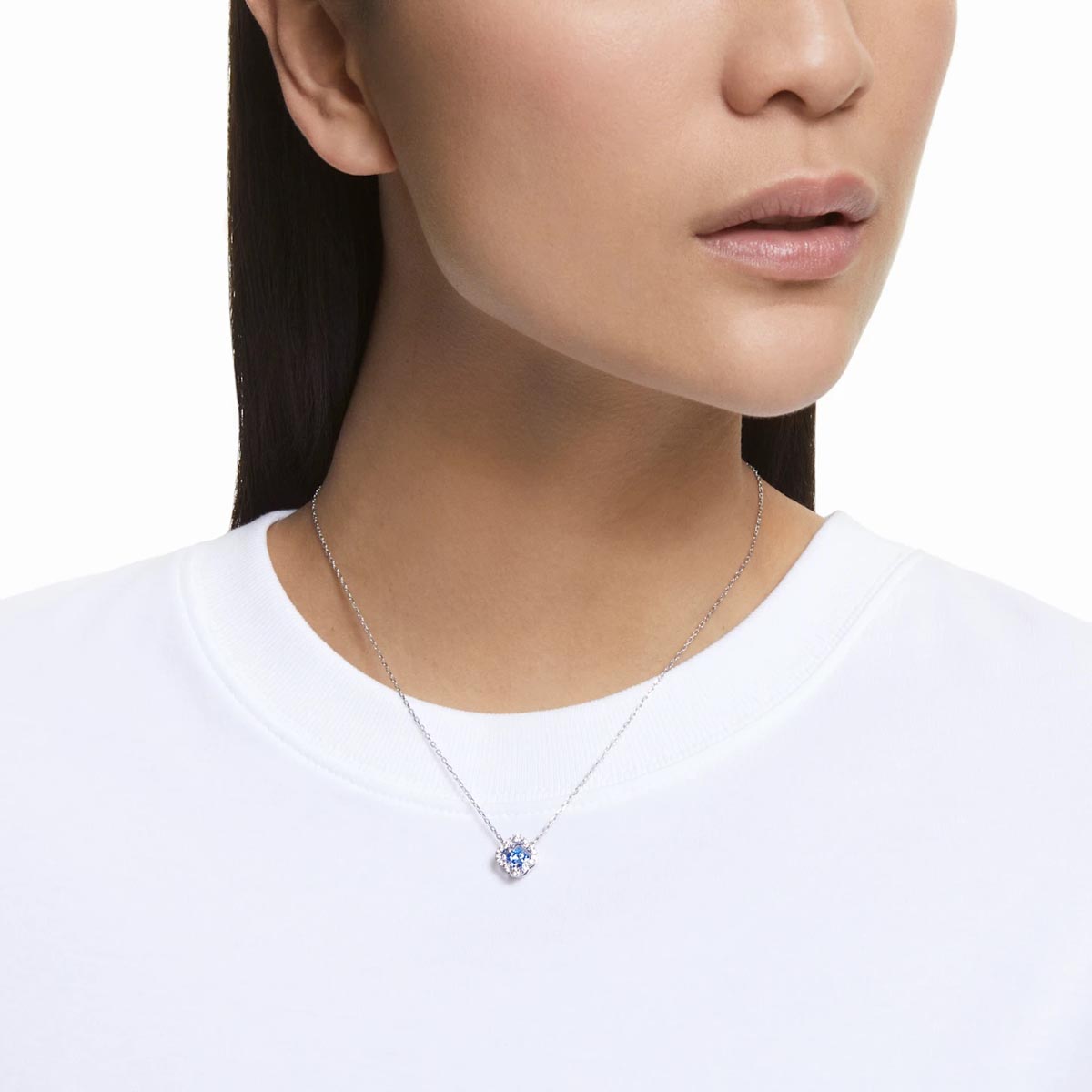 Swarovski Crystal Blue Dancing Clover Necklace