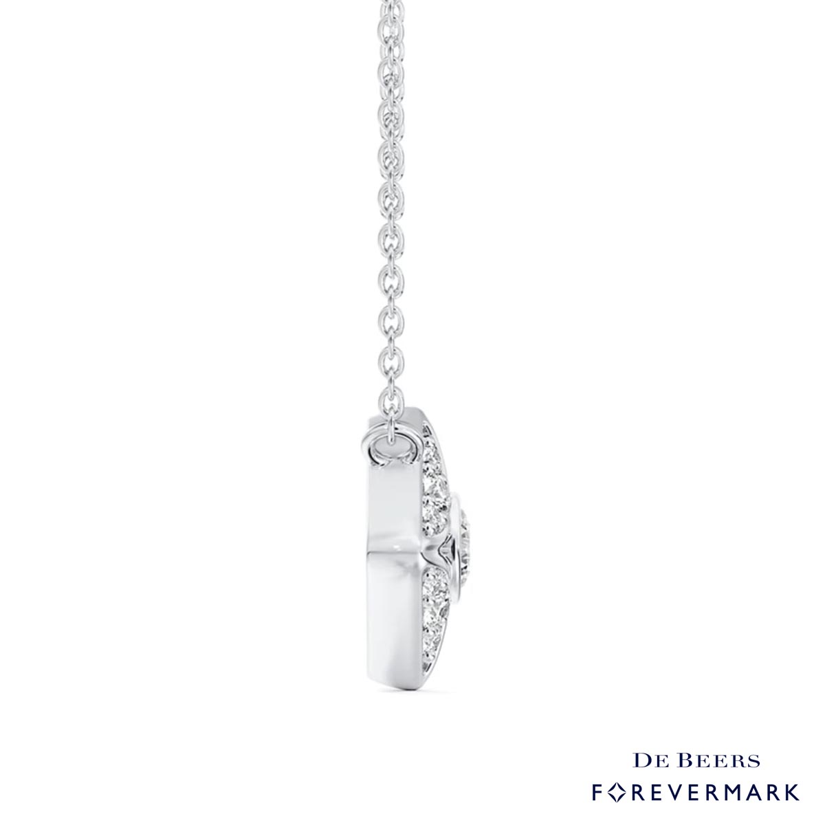 De Beers Forevermark Icon Pave Necklace in 18kt White Gold (1/4ct tw)