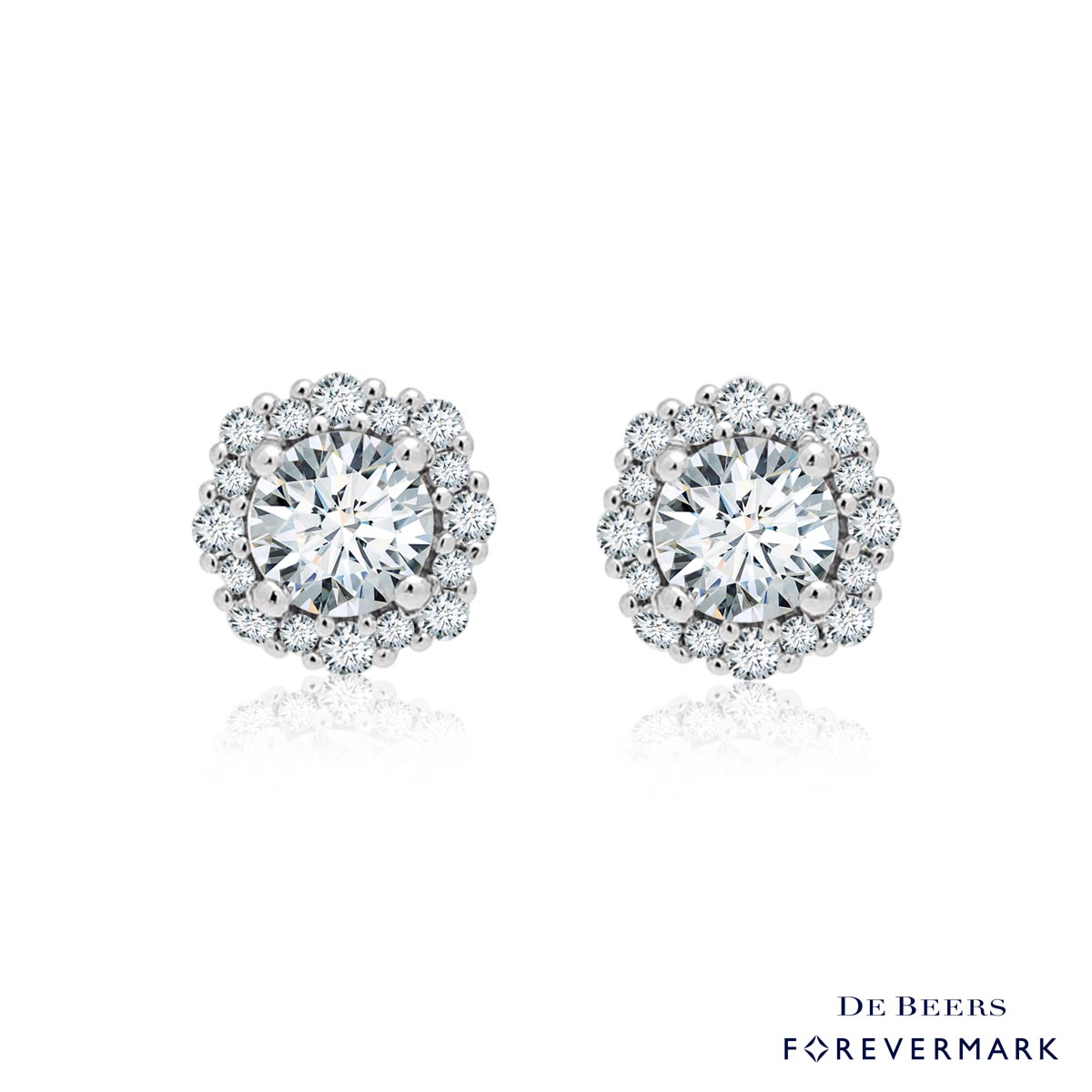 Diamond Floral Halo Stud Earrings in 18kt White Gold (1/3ct tw)