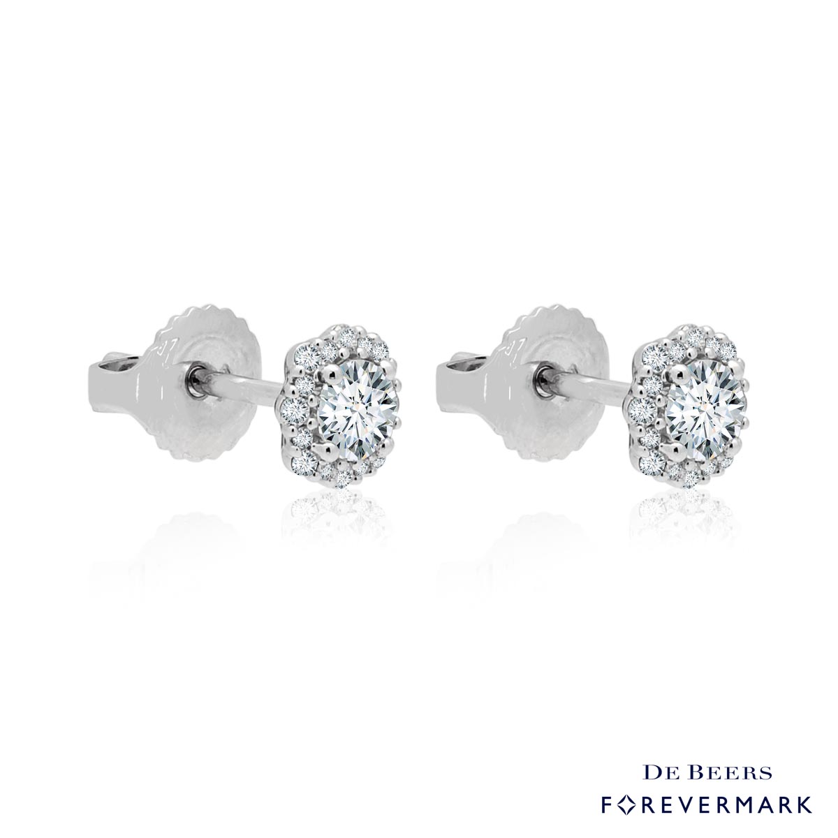 Diamond Floral Halo Stud Earrings in 18kt White Gold (1/3ct tw)