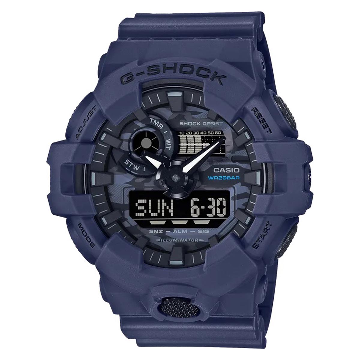 G Shock Mens Watch with Grey Dial and Blue Resin Strap (quartz movement)